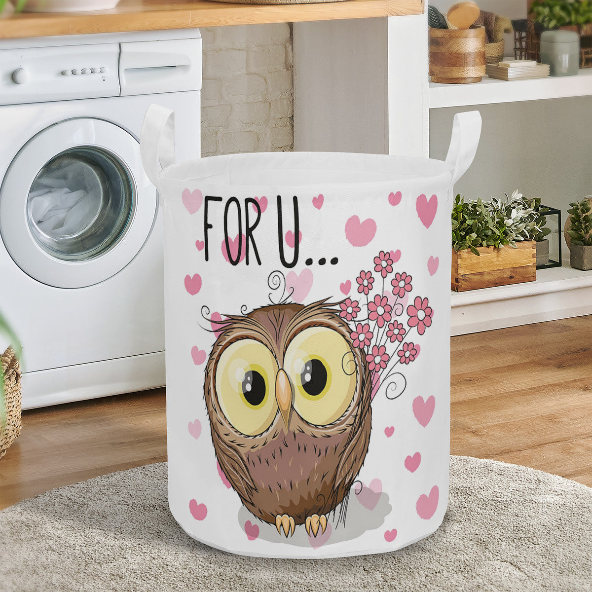 Round Laundry Basket Owl for you, Valentine's day gift idea Home-clothes-jewelry