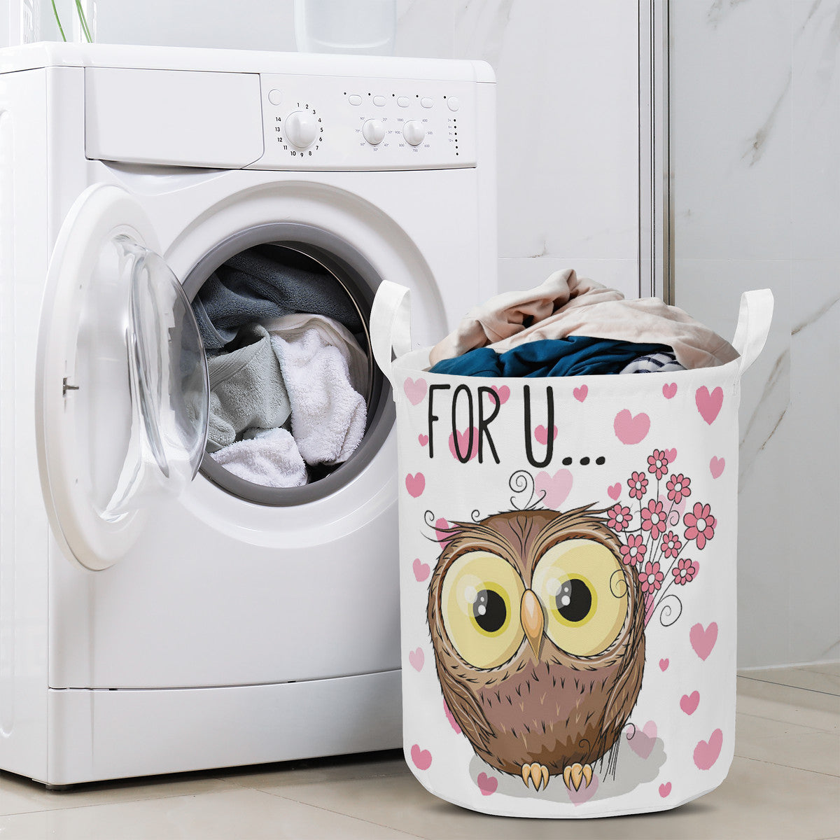 Round Laundry Basket Owl for you, Valentine's day gift idea Home-clothes-jewelry