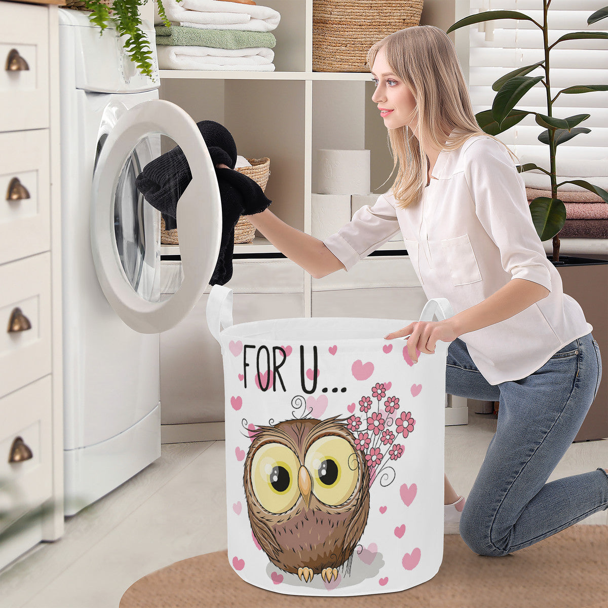 Round Laundry Basket Owl for you, Valentine's day gift idea Home-clothes-jewelry