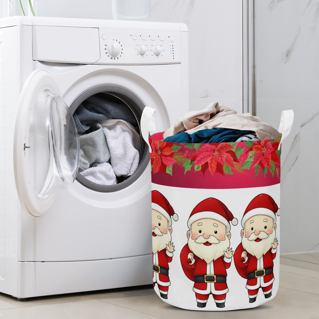 Round Laundry Basket Santa Claus Christmas decoration Home-clothes-jewelry