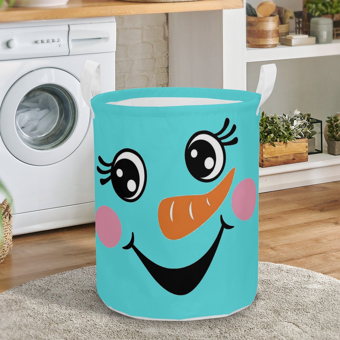 Round Laundry Basket Snowman Home-clothes-jewelry