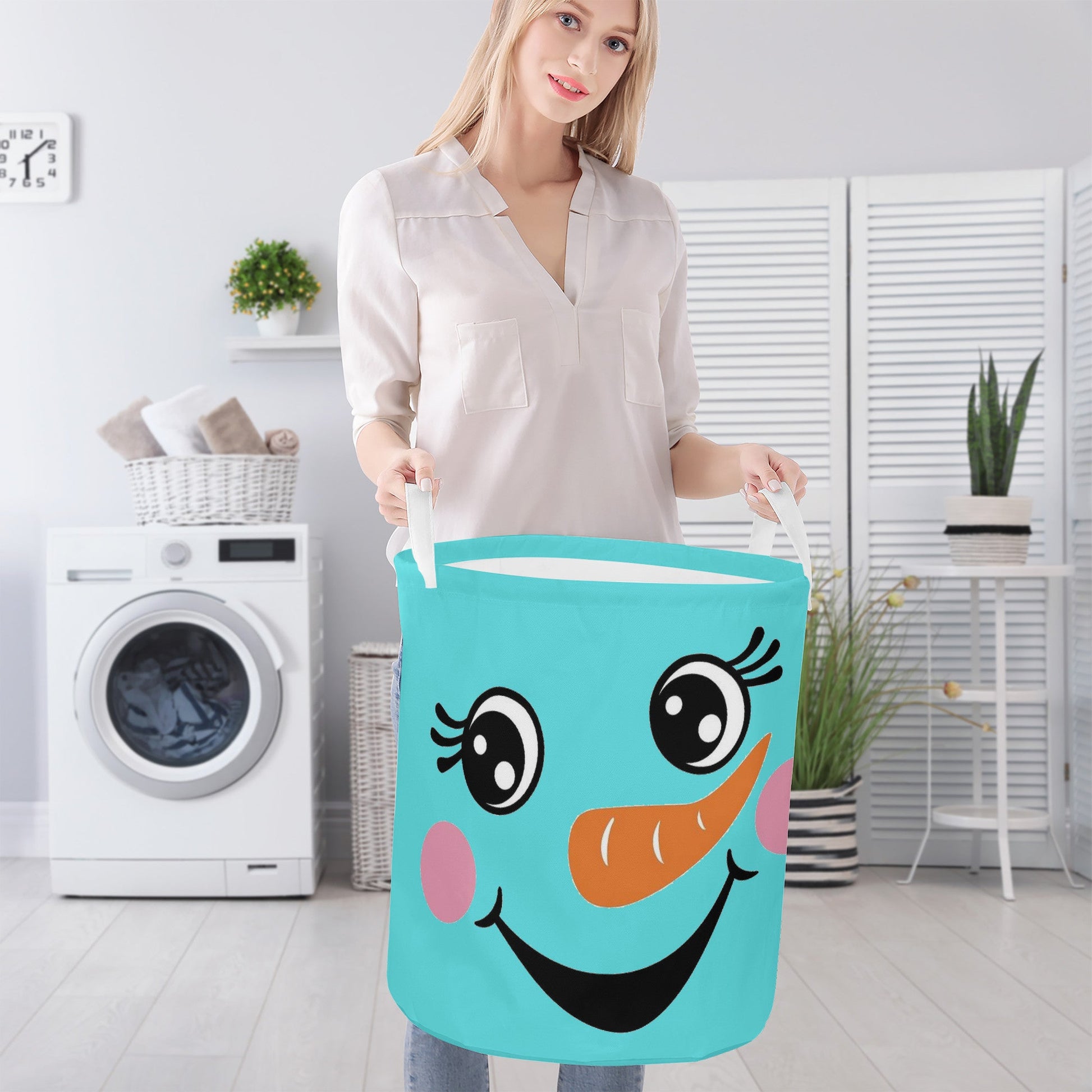 Round Laundry Basket Snowman Home-clothes-jewelry