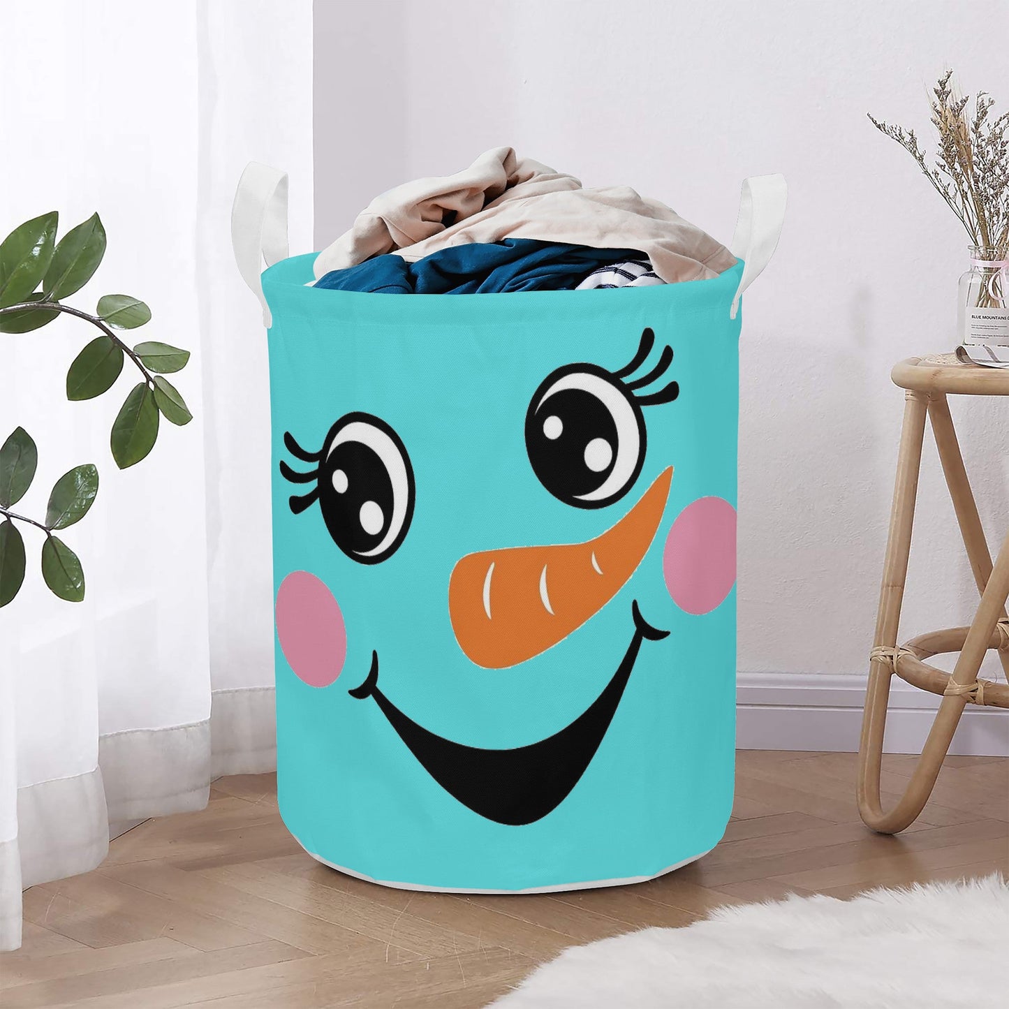 Round Laundry Basket Snowman Home-clothes-jewelry