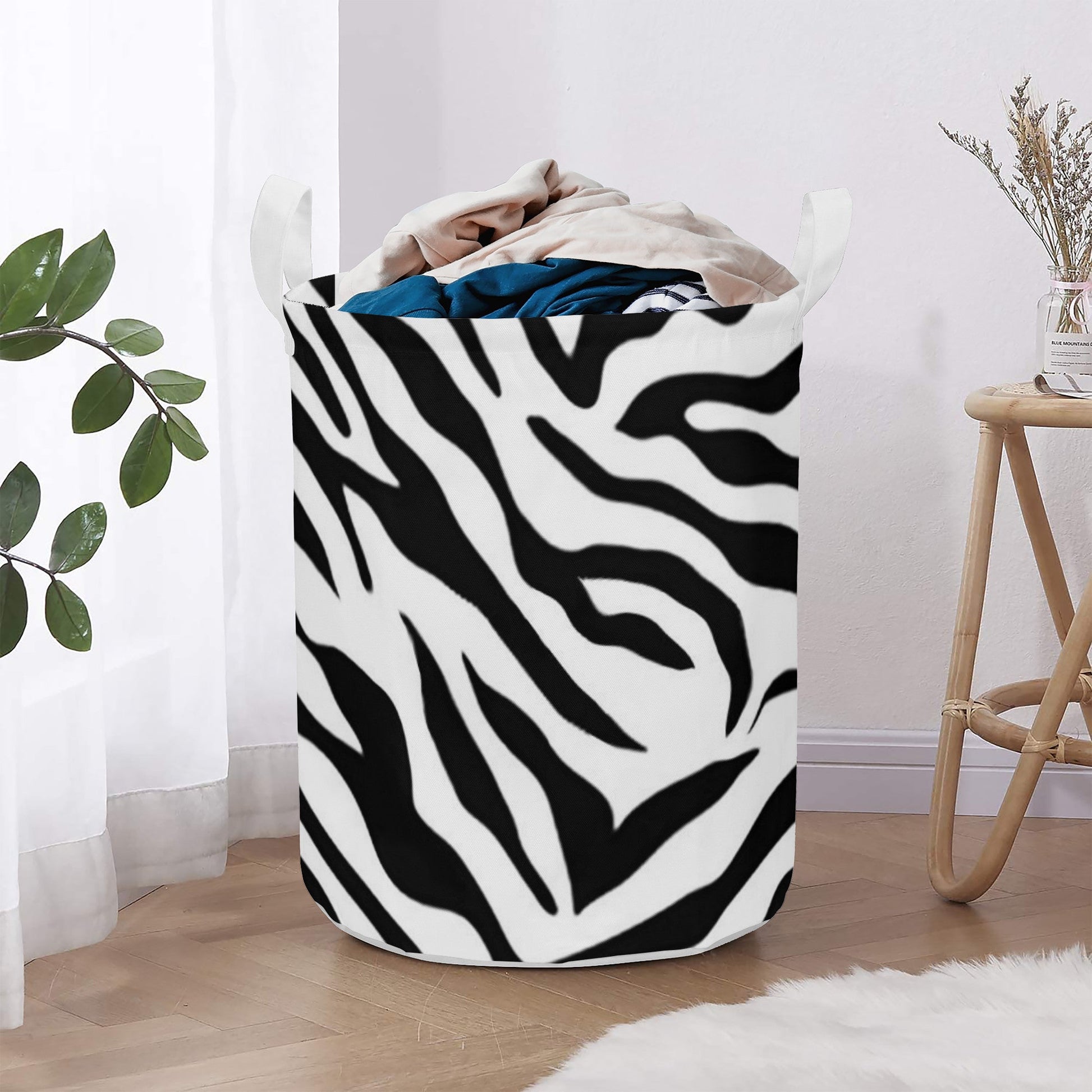 Round Laundry Basket Tiger black white Home-clothes-jewelry