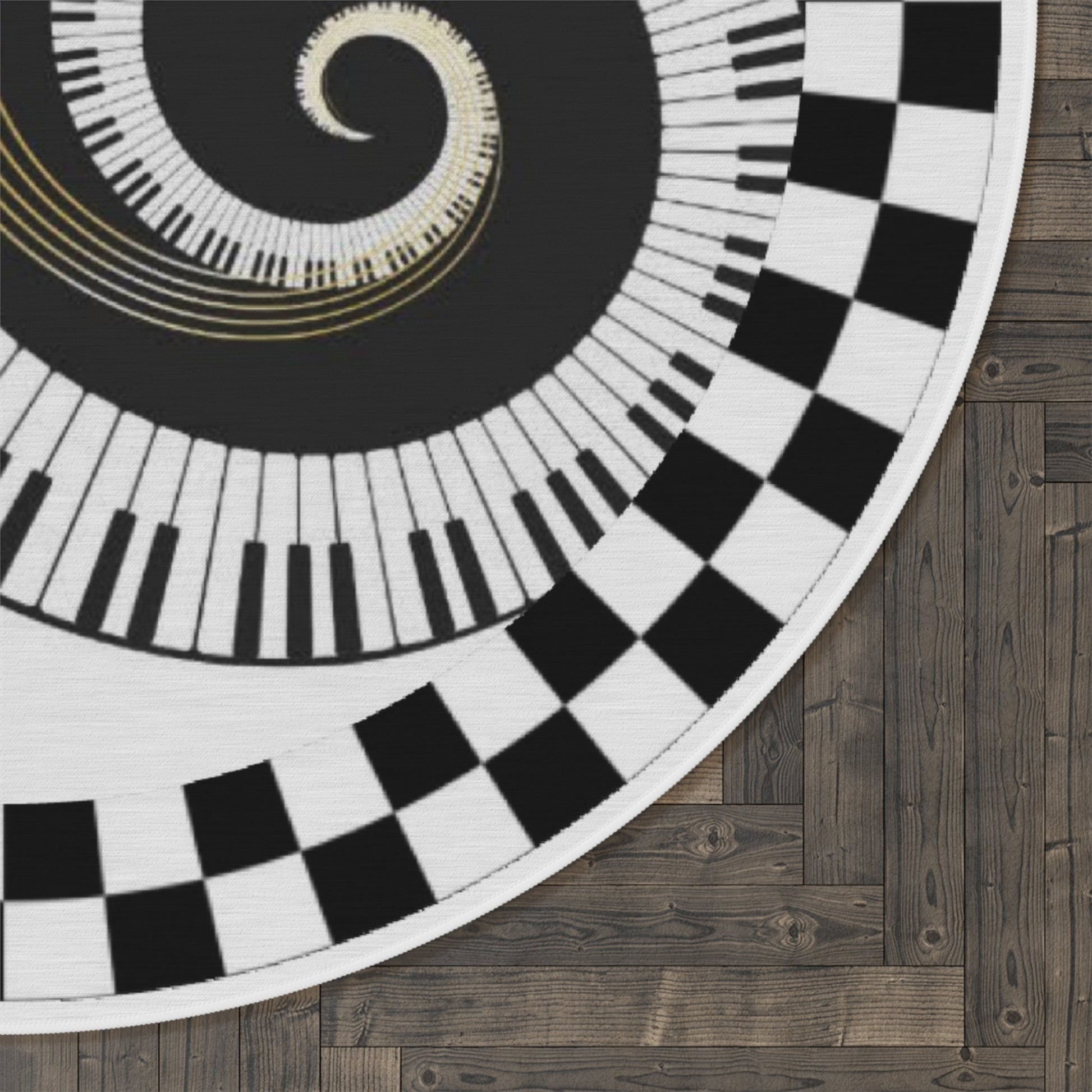 Round Rug Piank keyboard black and white decoration Home-clothes-jewelry