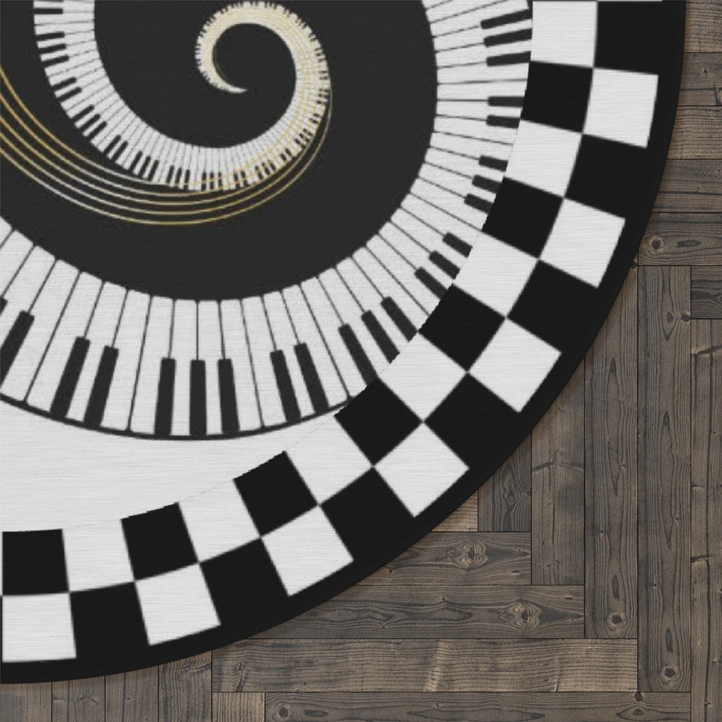 Round Rug Piano keyboard black and white on black Home-clothes-jewelry