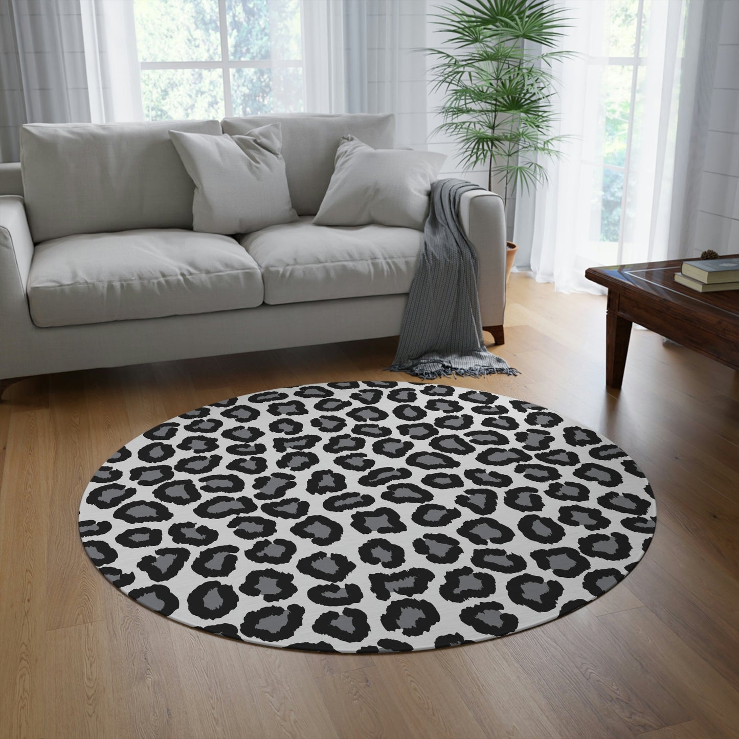 Round Rug Snow Leopard Home-clothes-jewelry