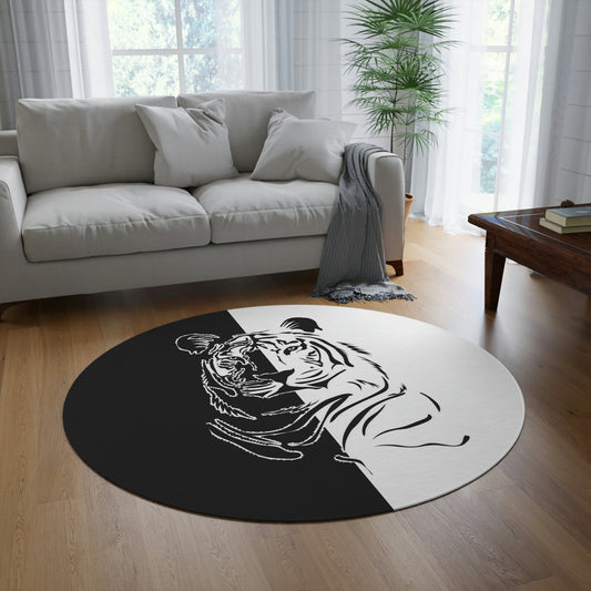 Round Rug Tiger Black White Home-clothes-jewelry