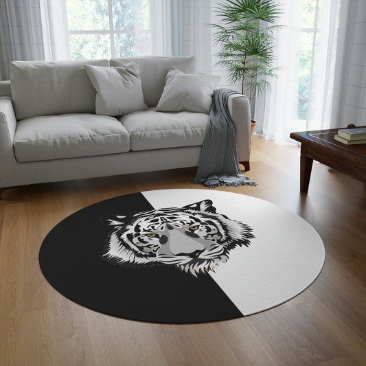 Round Rug Tiger Black White Home-clothes-jewelry