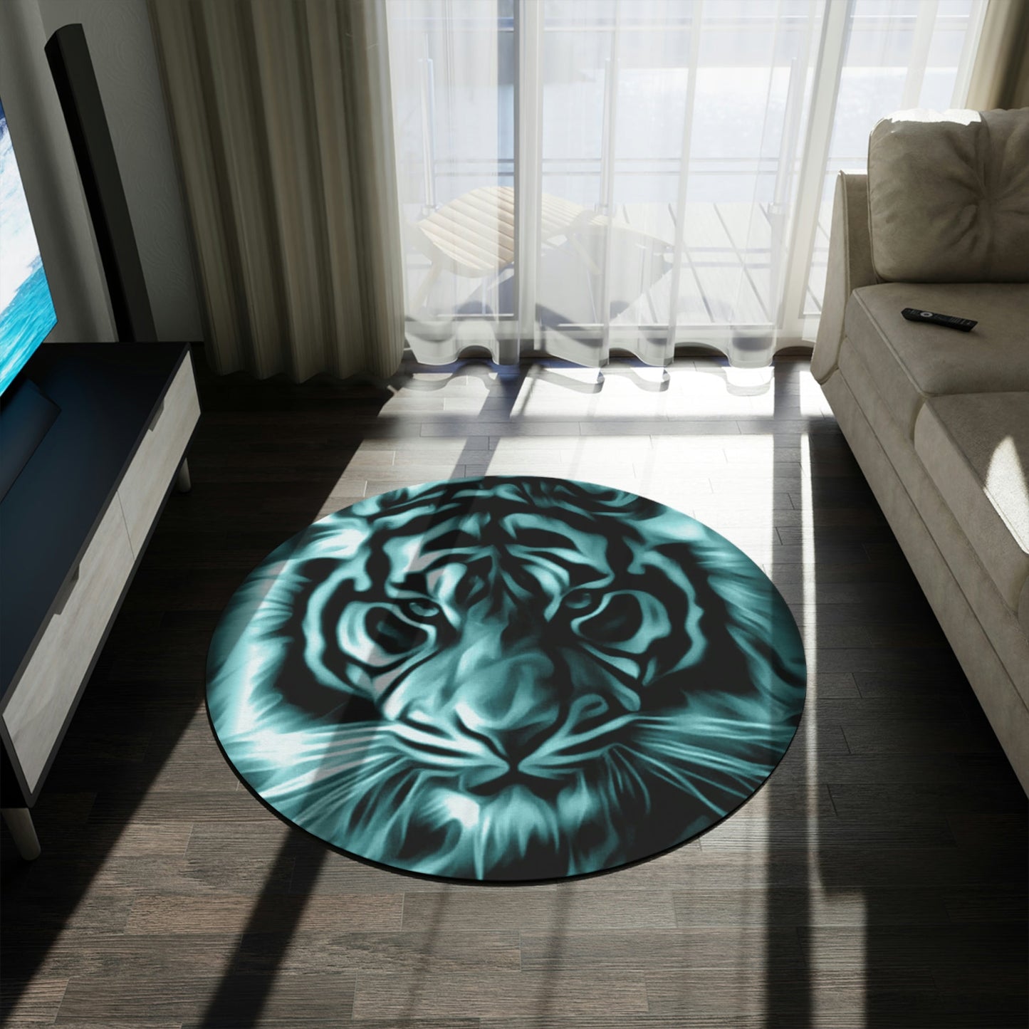 Round Rug Tiger, smaragd green Home-clothes-jewelry