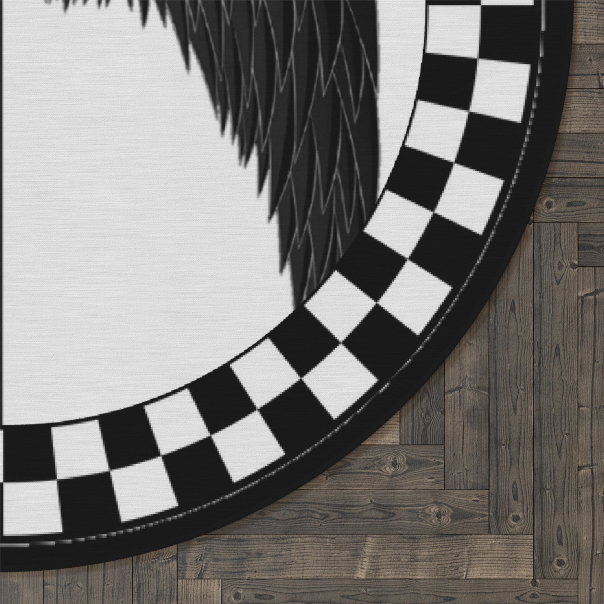 Round Rug Wings on Black and White Home-clothes-jewelry