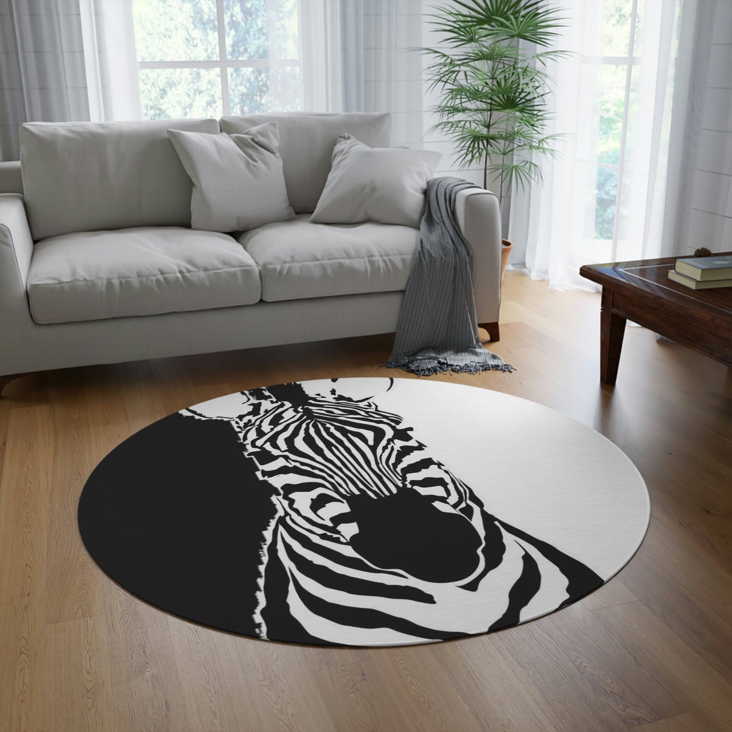 Round Rug Zebra black white Home-clothes-jewelry