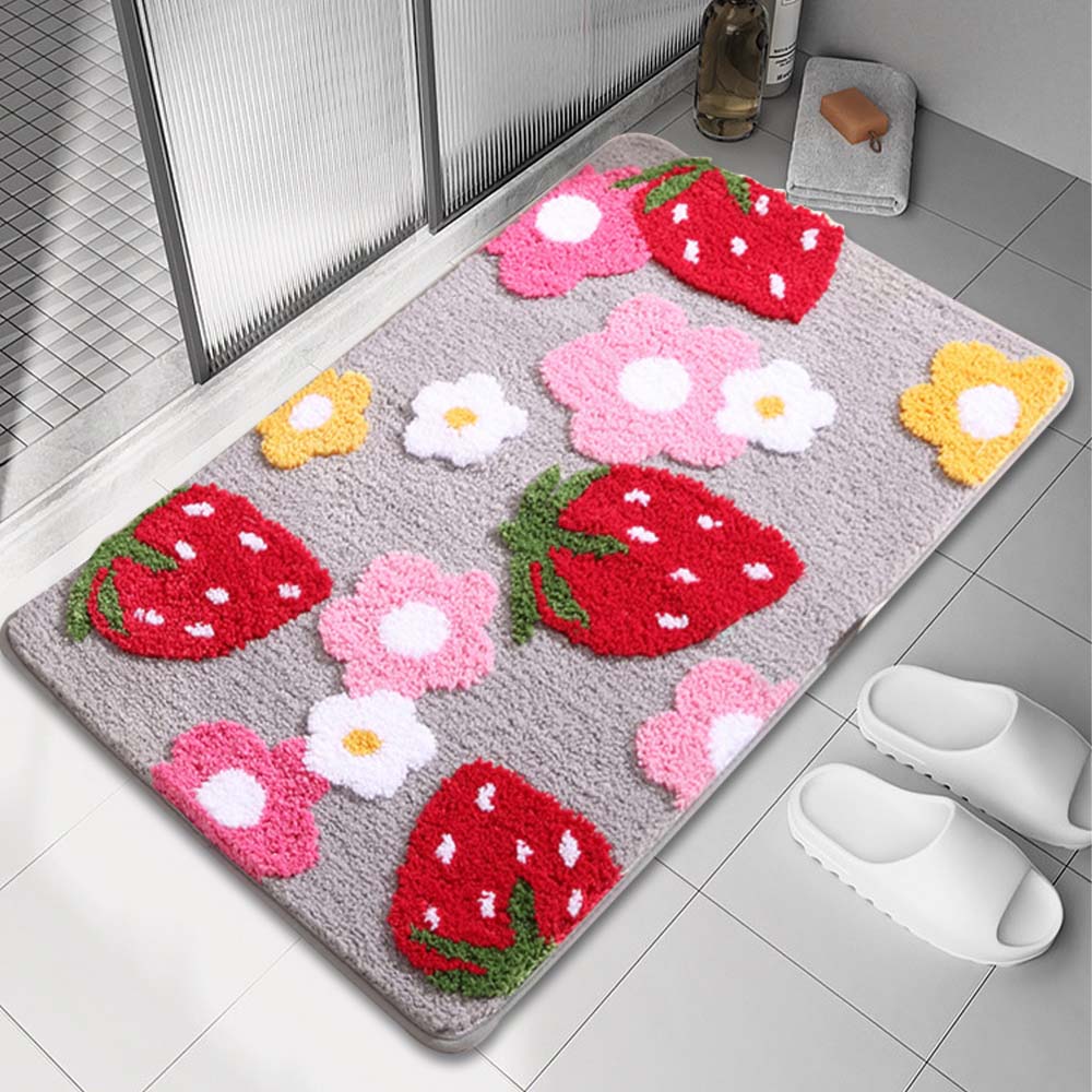 Safety meets Style: Sprinkle of Sweetness with Non-Slip Strawberry Delight for Your Bathroom! Home-clothes-jewelry