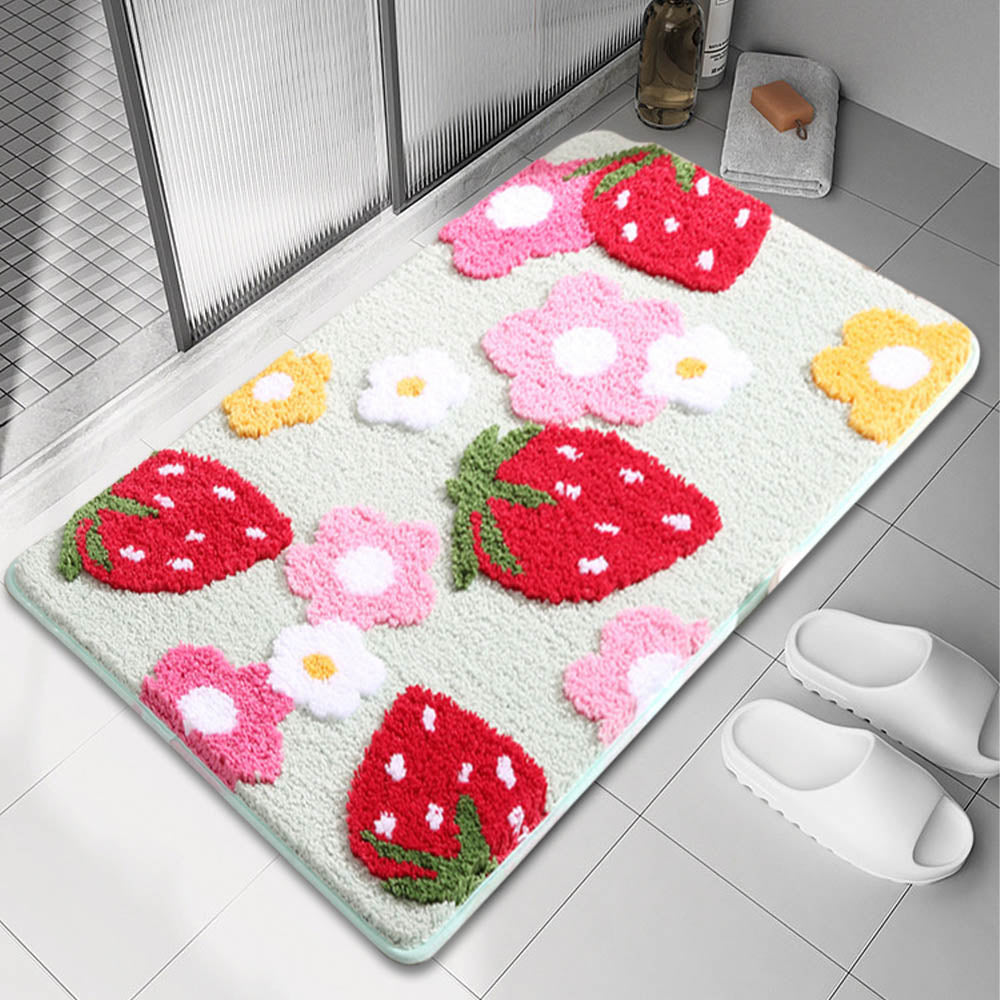 Safety meets Style: Sprinkle of Sweetness with Non-Slip Strawberry Delight for Your Bathroom! Home-clothes-jewelry