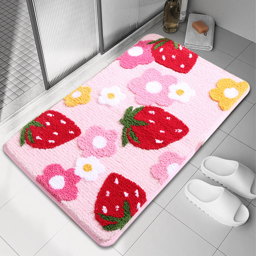 Safety meets Style: Sprinkle of Sweetness with Non-Slip Strawberry Delight for Your Bathroom! Home-clothes-jewelry