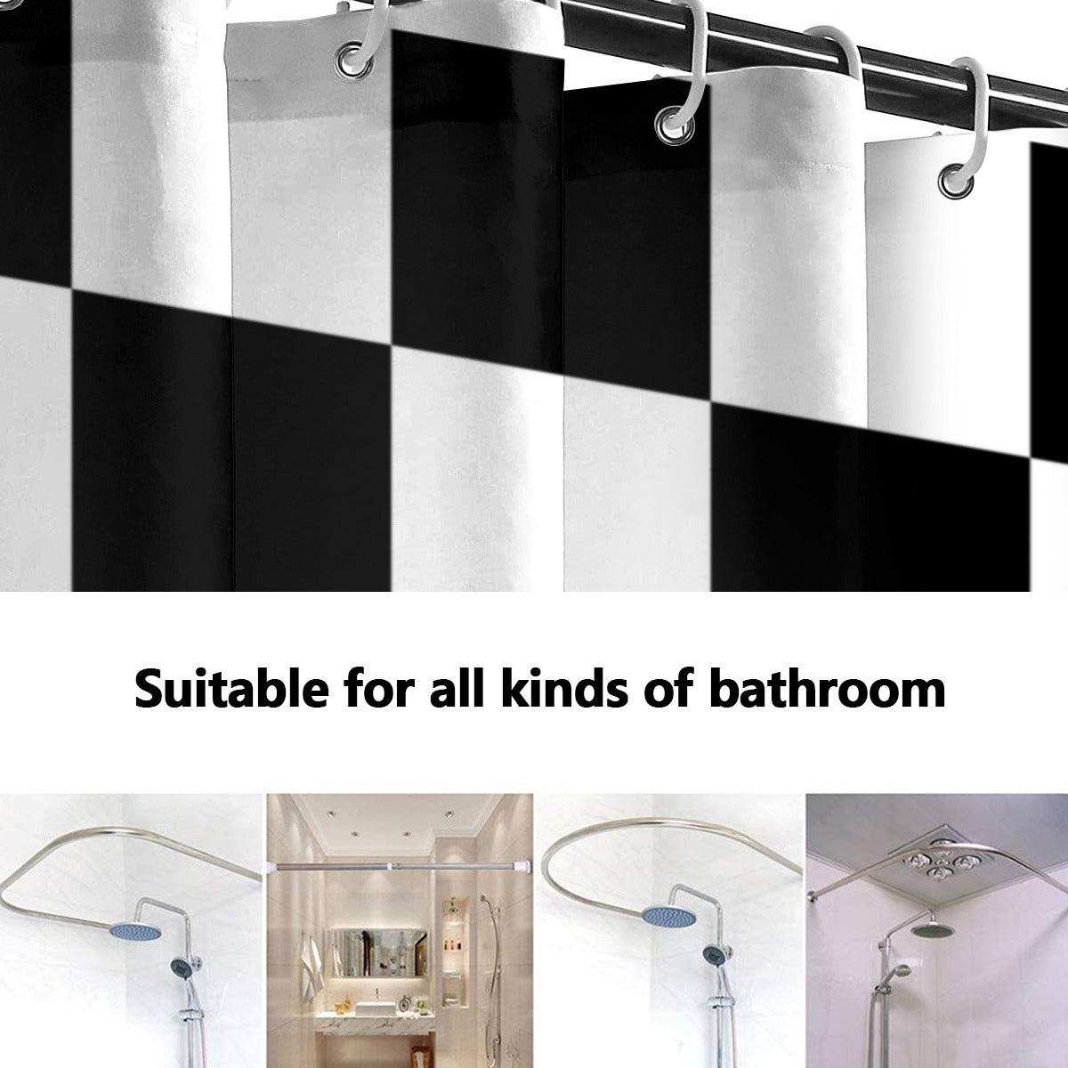 Shower Curtain black and white Home-clothes-jewelry