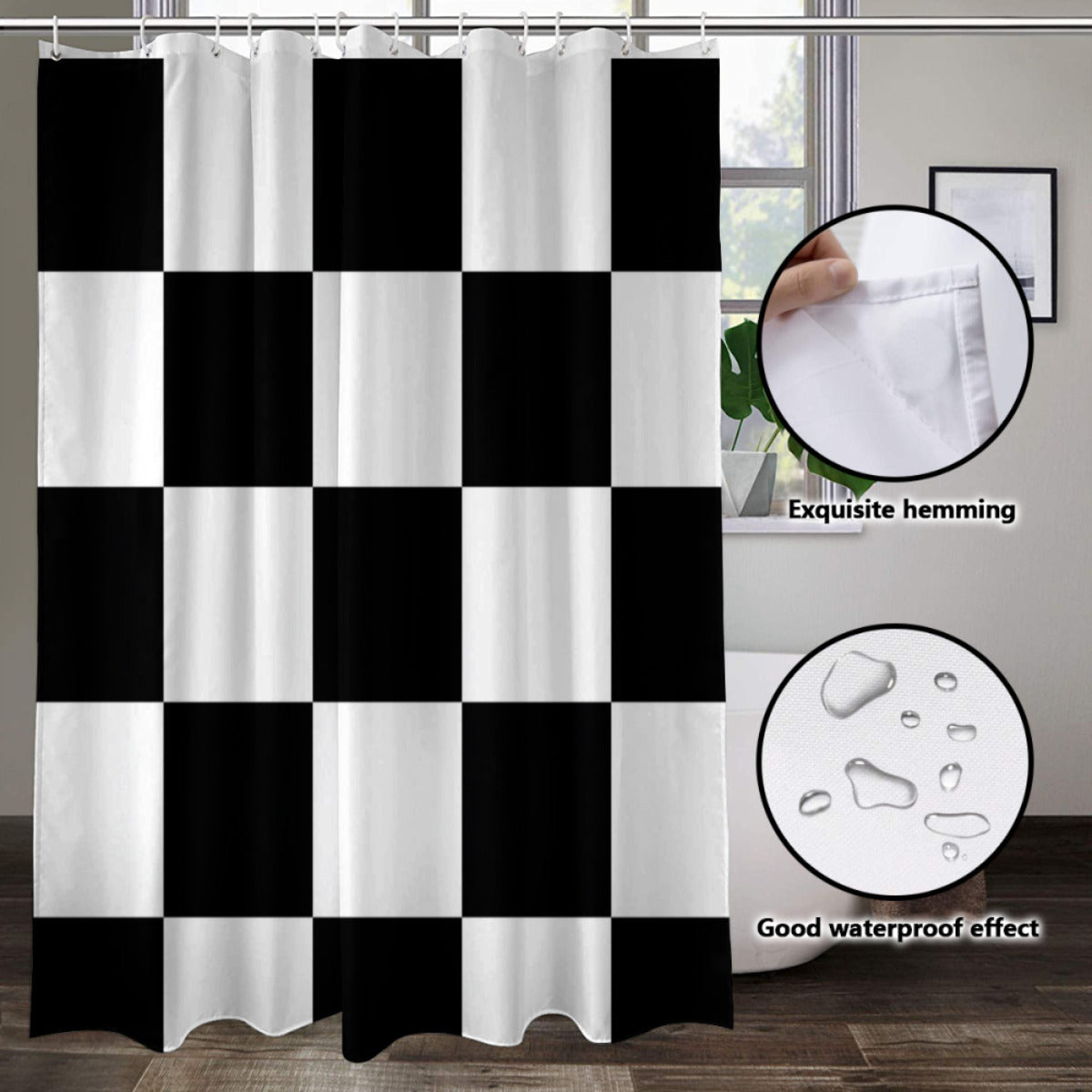 Shower Curtain black and white Home-clothes-jewelry