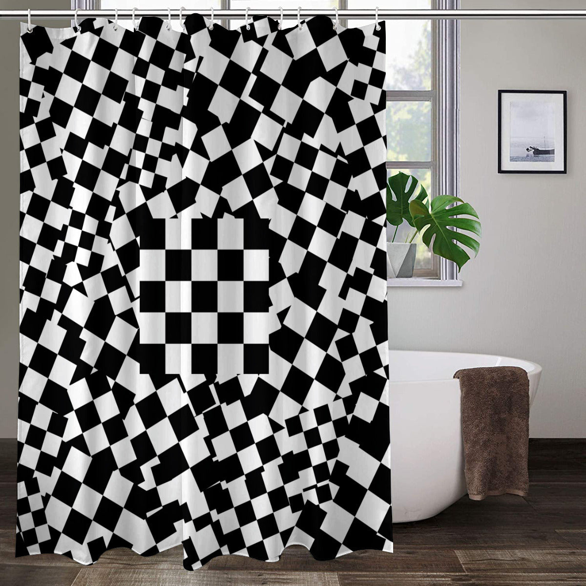 Shower Curtain black and white randomly Home-clothes-jewelry