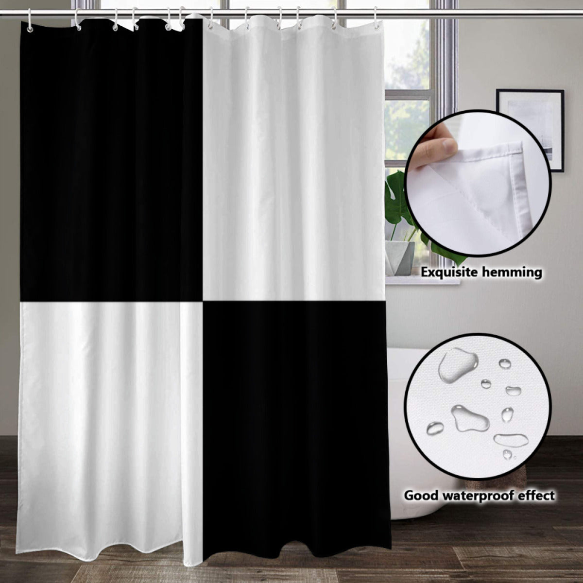 Shower curtain black and white 2 Home-clothes-jewelry