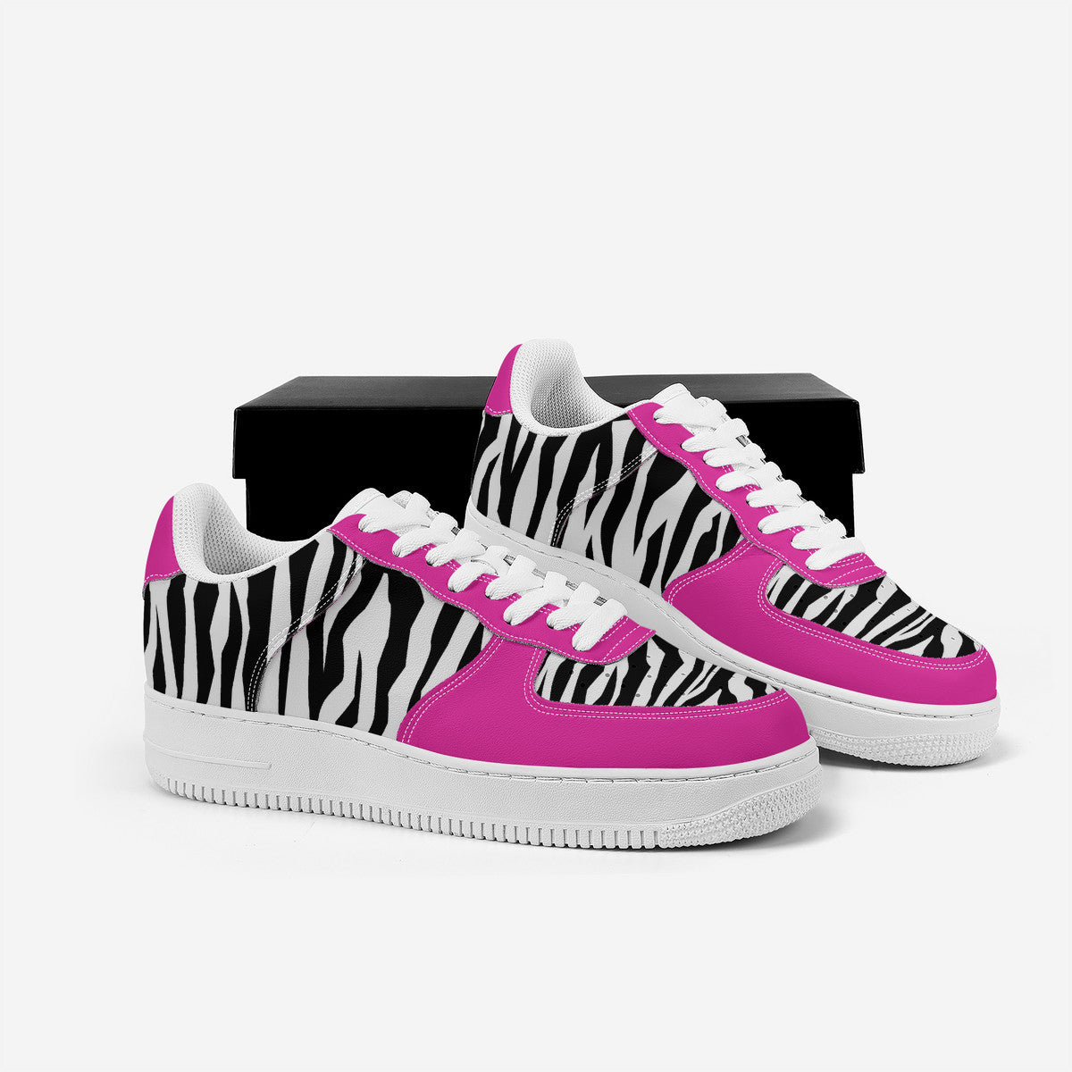 Low Top Unisex Sneakers Tiger decoration with pink