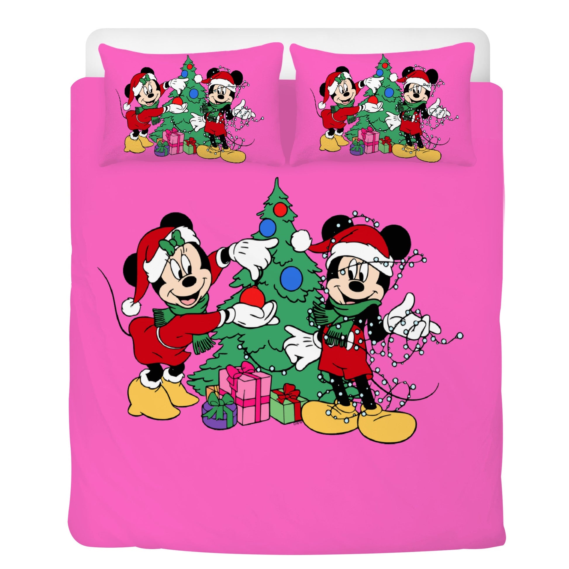 Spread the Holiday Cheer with Minnie and Mickey: Adorable Pink Bedding for a Christmas Cartoon Makeover Home-clothes-jewelry