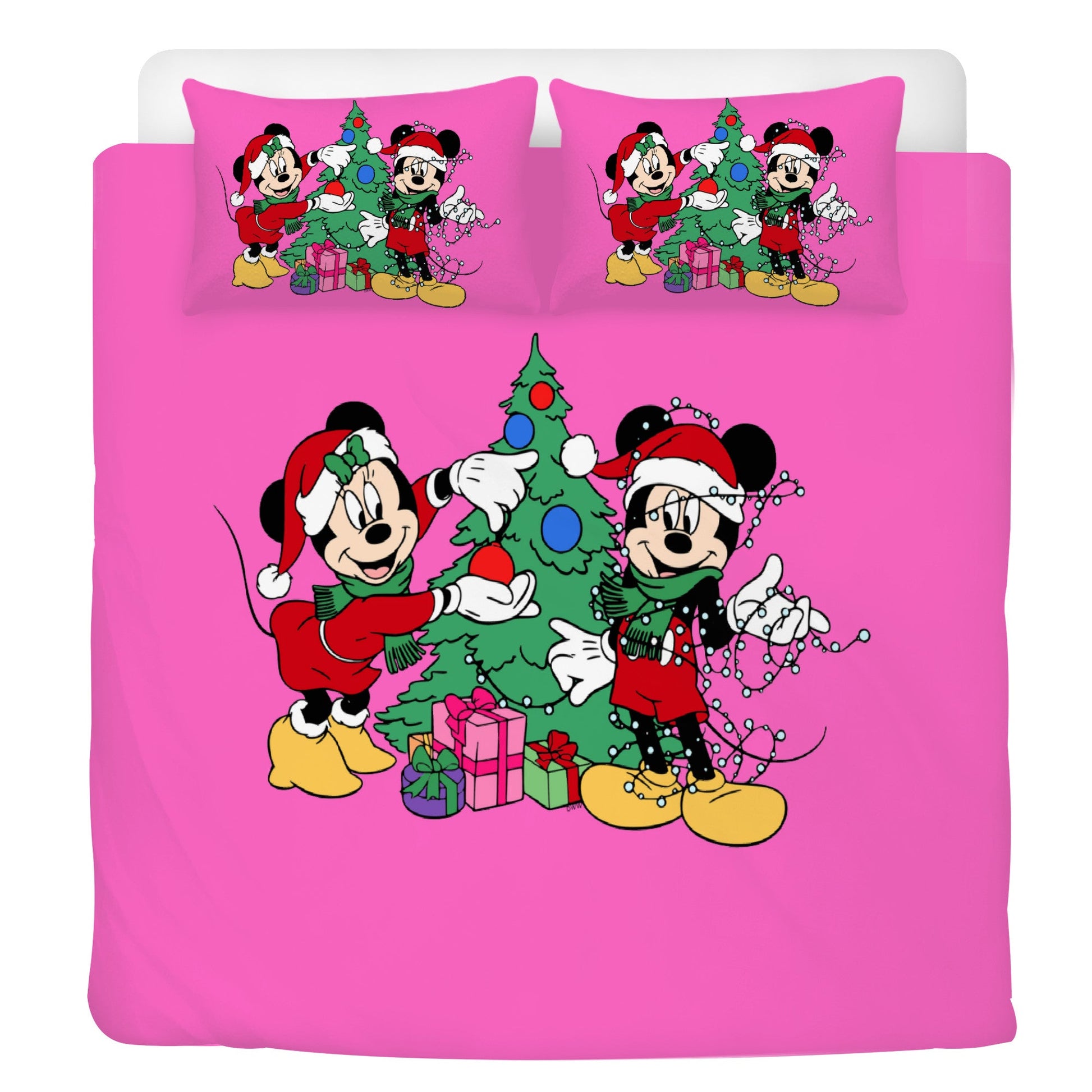 Spread the Holiday Cheer with Minnie and Mickey: Adorable Pink Bedding for a Christmas Cartoon Makeover Home-clothes-jewelry