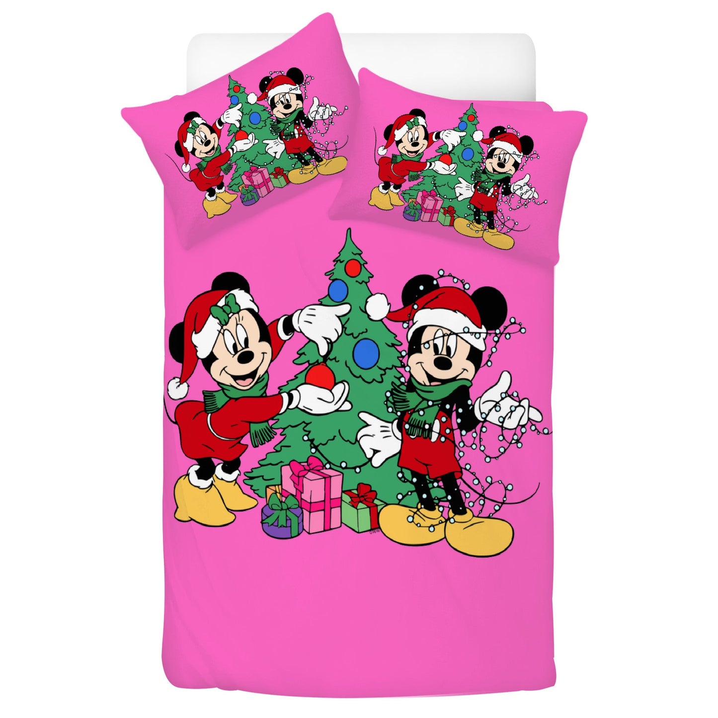 Spread the Holiday Cheer with Minnie and Mickey: Adorable Pink Bedding for a Christmas Cartoon Makeover Home-clothes-jewelry