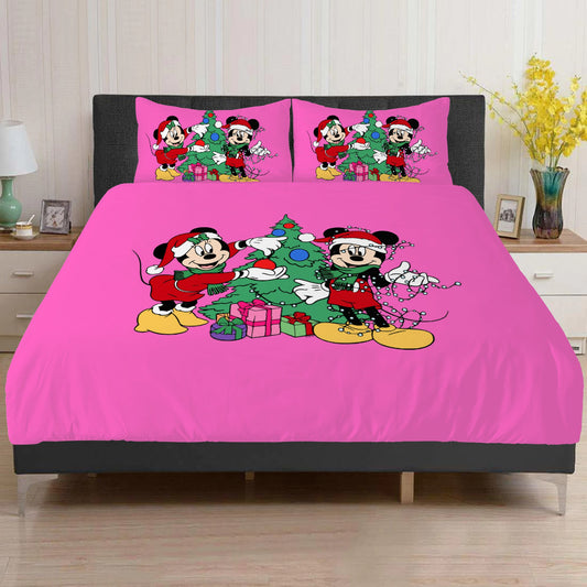 Spread the Holiday Cheer with Minnie and Mickey: Adorable Pink Bedding for a Christmas Cartoon Makeover Home-clothes-jewelry