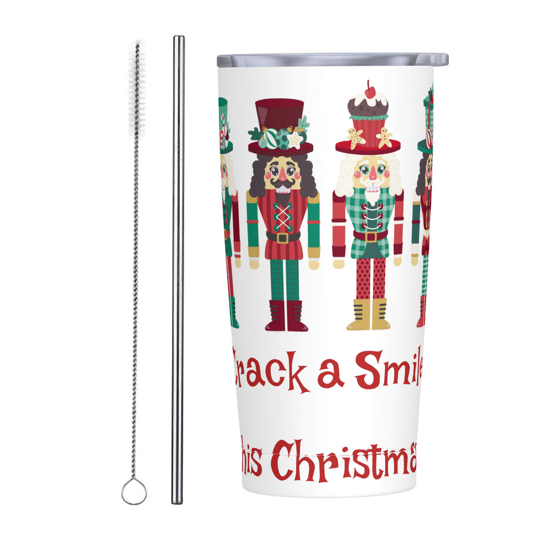 Stainless Steel Straw Lid Cup Crack a Smile this Christmas Nutcrackers decoration Home-clothes-jewelry