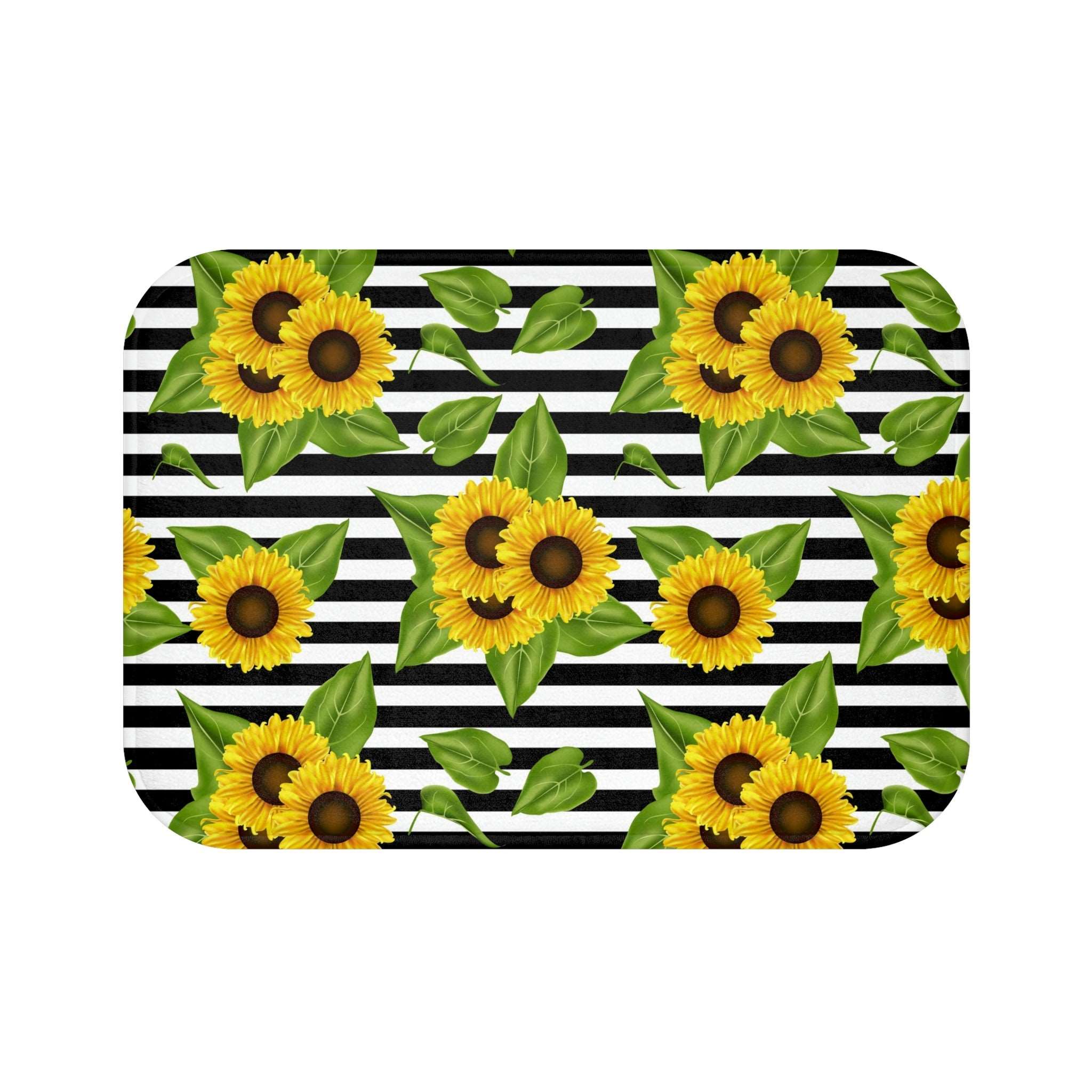 Sunny Splendor: Bath Mat Sunflowers Bring Cheer to Black and White Spaces Home-clothes-jewelry