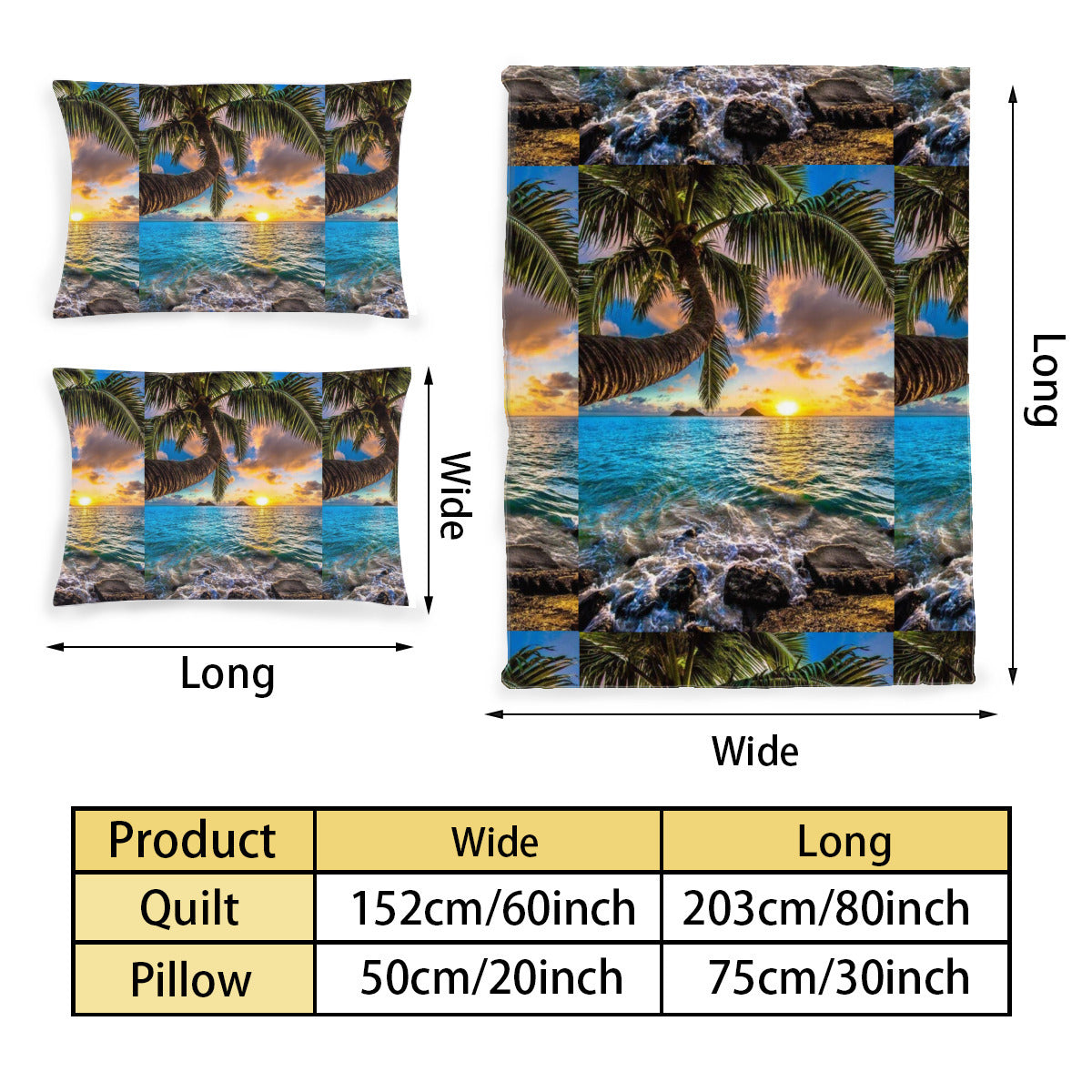 Sunset, Printed Duvet Cover 3-Piece Set (60x80 Inch)｜ Polyester Home-clothes-jewelry