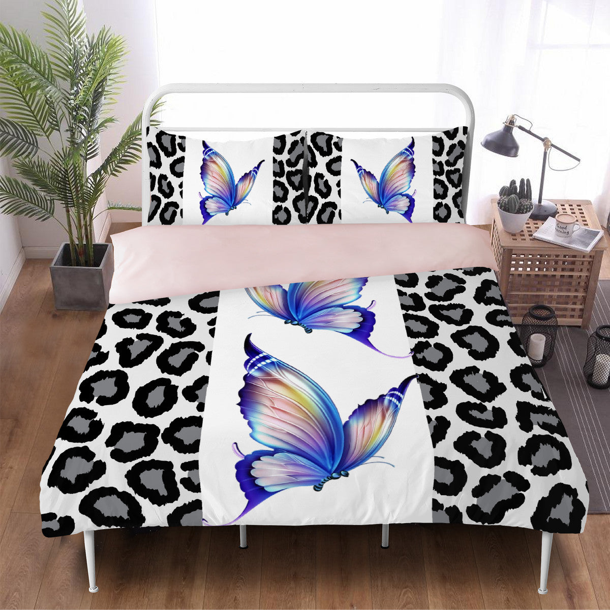 Bedding Butterflies on Leopard print