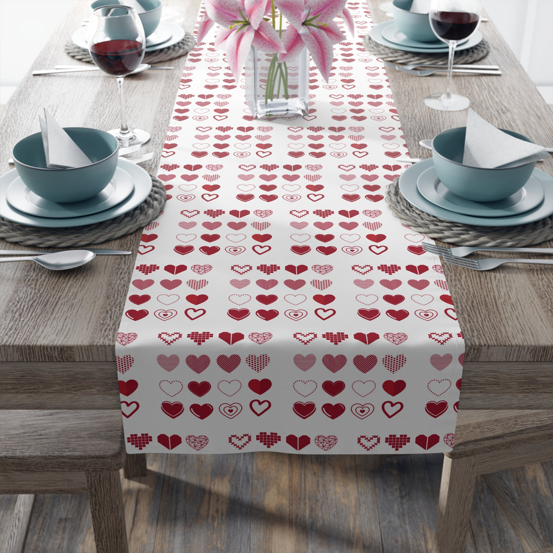 Table Runner (Cotton, Poly) Hearts Valentine Home-clothes-jewelry