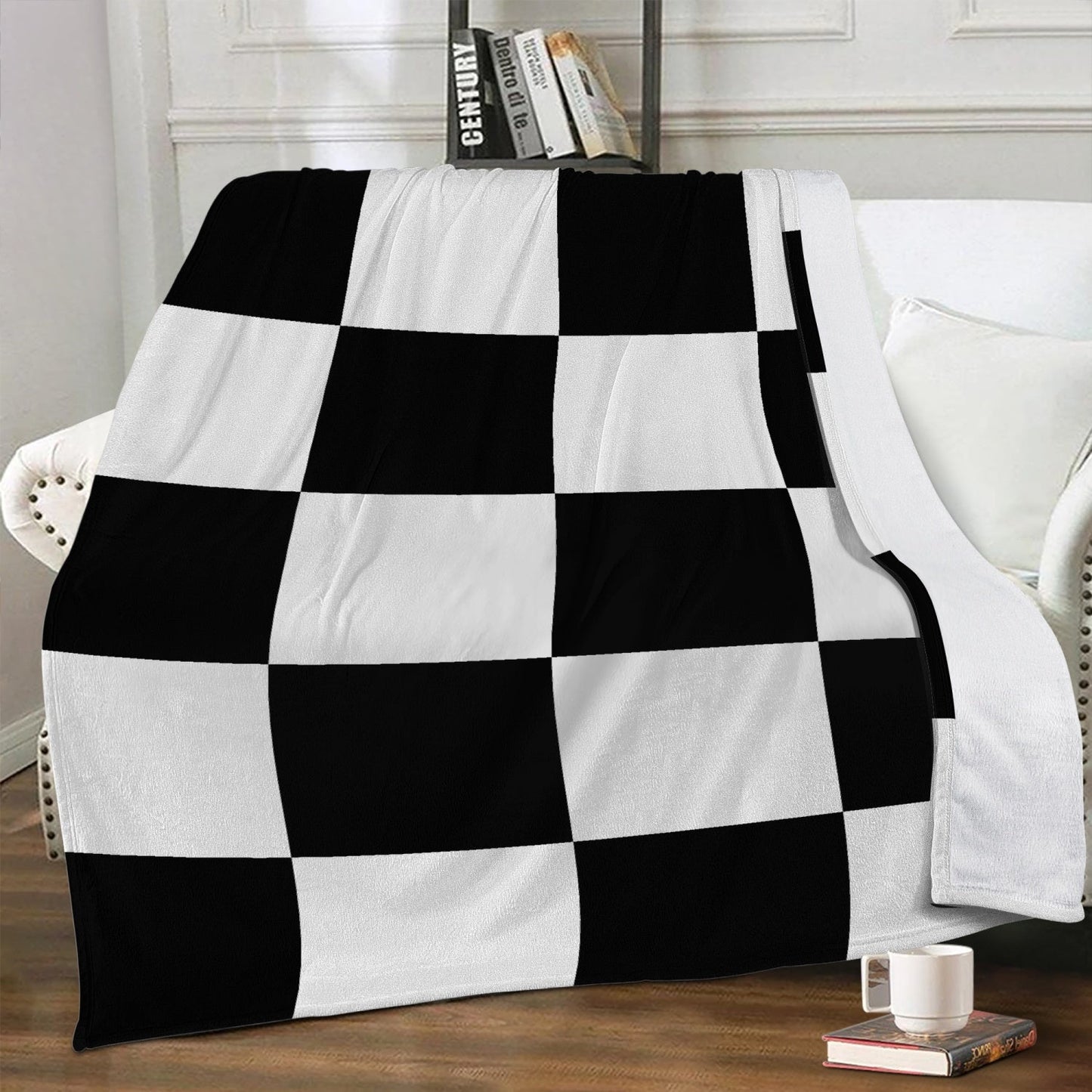 Trends Dual-sided Stitched Fleece Blanket Black and white Home-clothes-jewelry