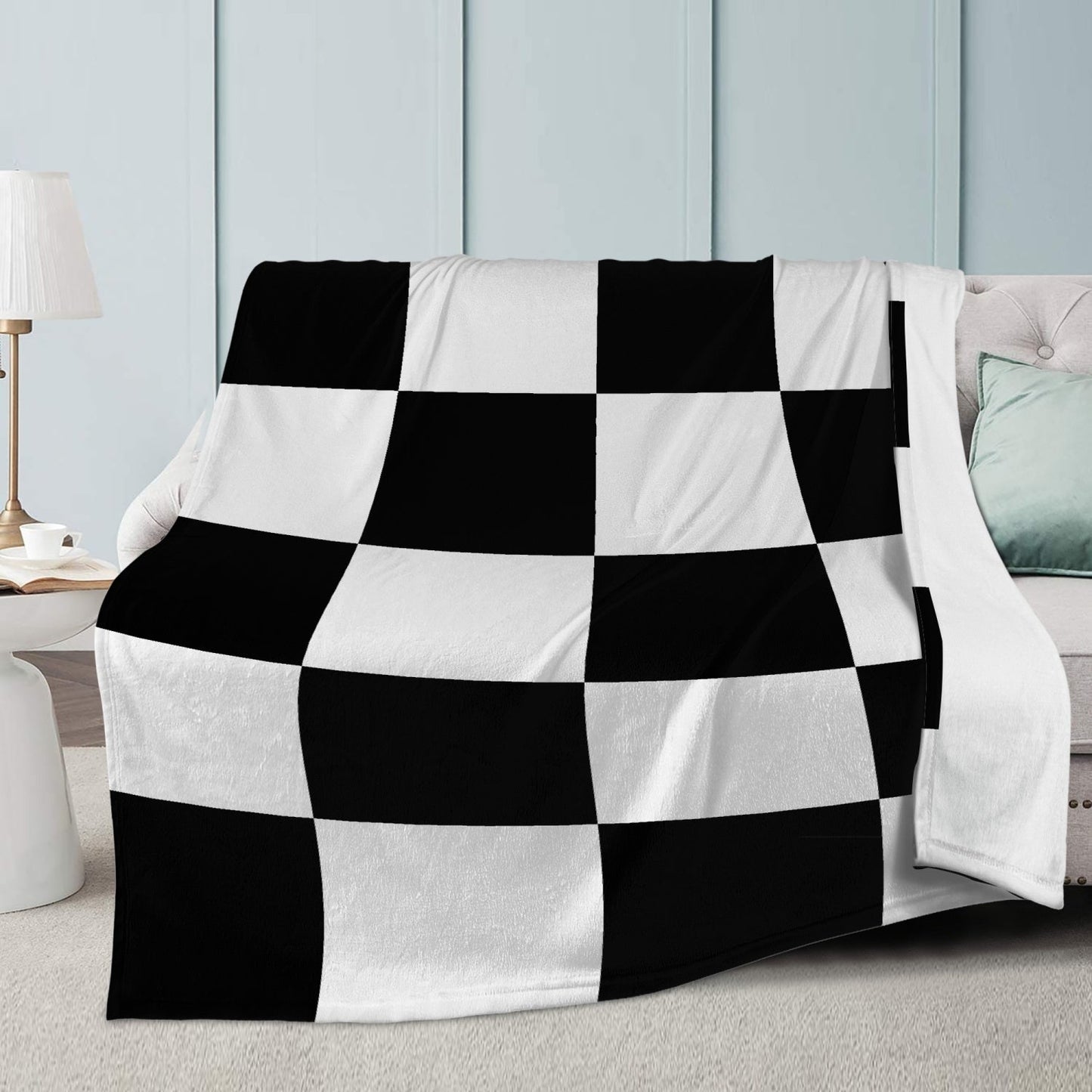 Trends Dual-sided Stitched Fleece Blanket Black and white Home-clothes-jewelry