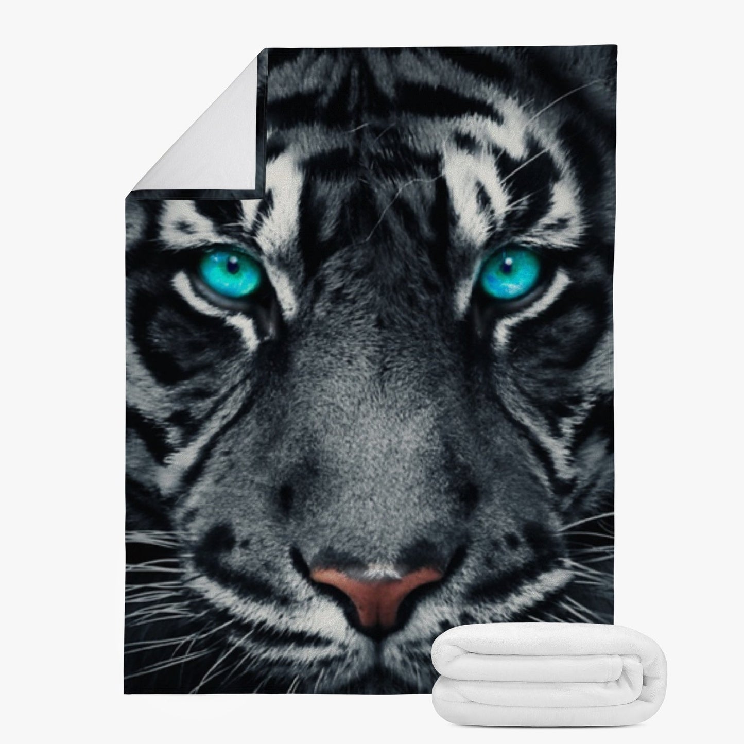 Trends Dual-sided Stitched Fleece Blanket Blue eyed tiger Home-clothes-jewelry