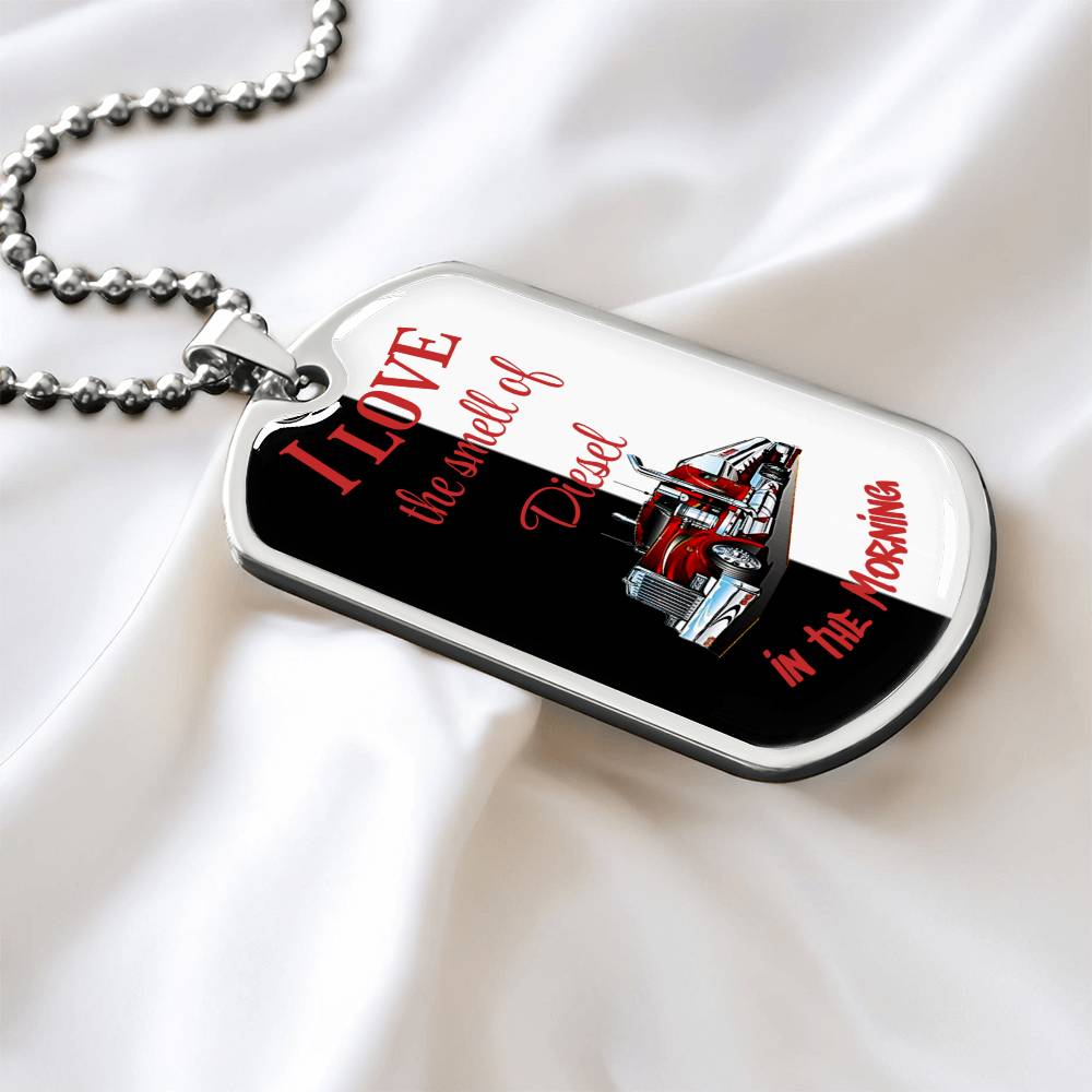 Trucker dog tag Necklace I love the smell of Diesel in the Morning Home-clothes-jewelry