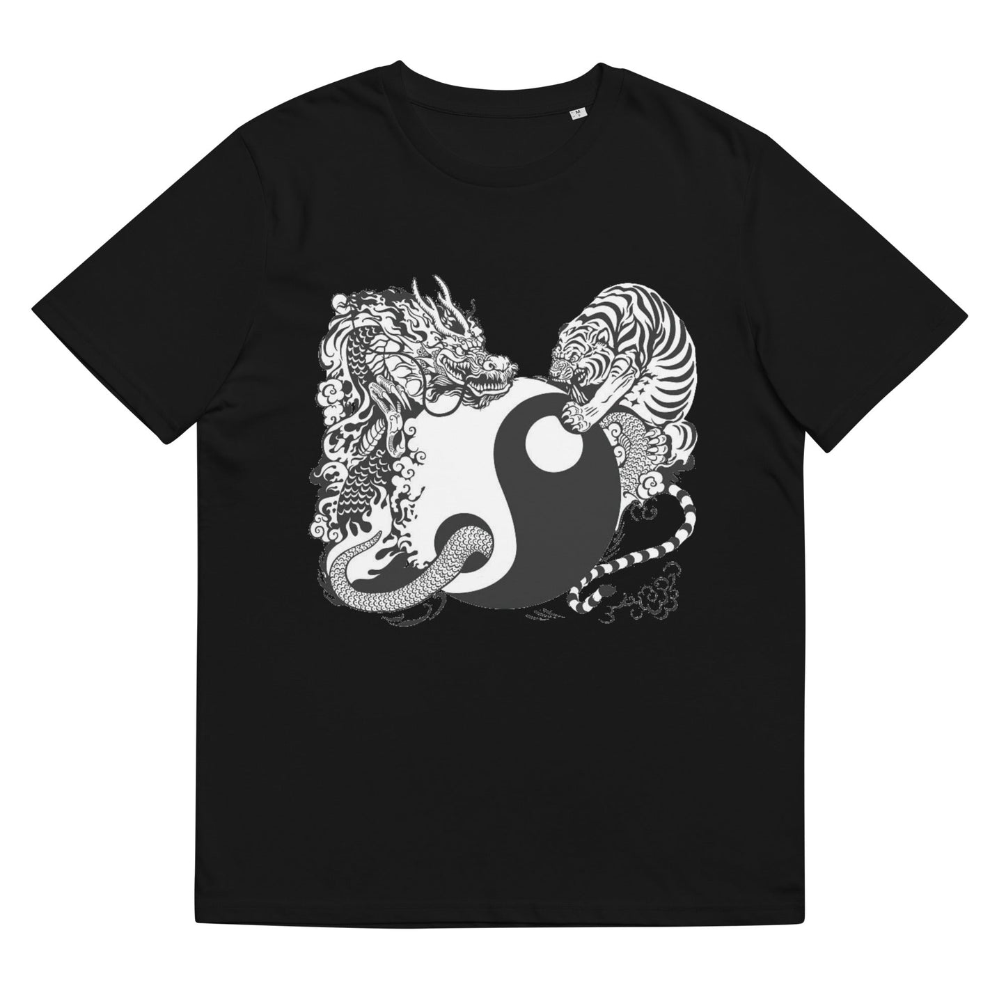 Unisex organic cotton t-shirt Tiger and Dragon black and white Home-clothes-jewelry