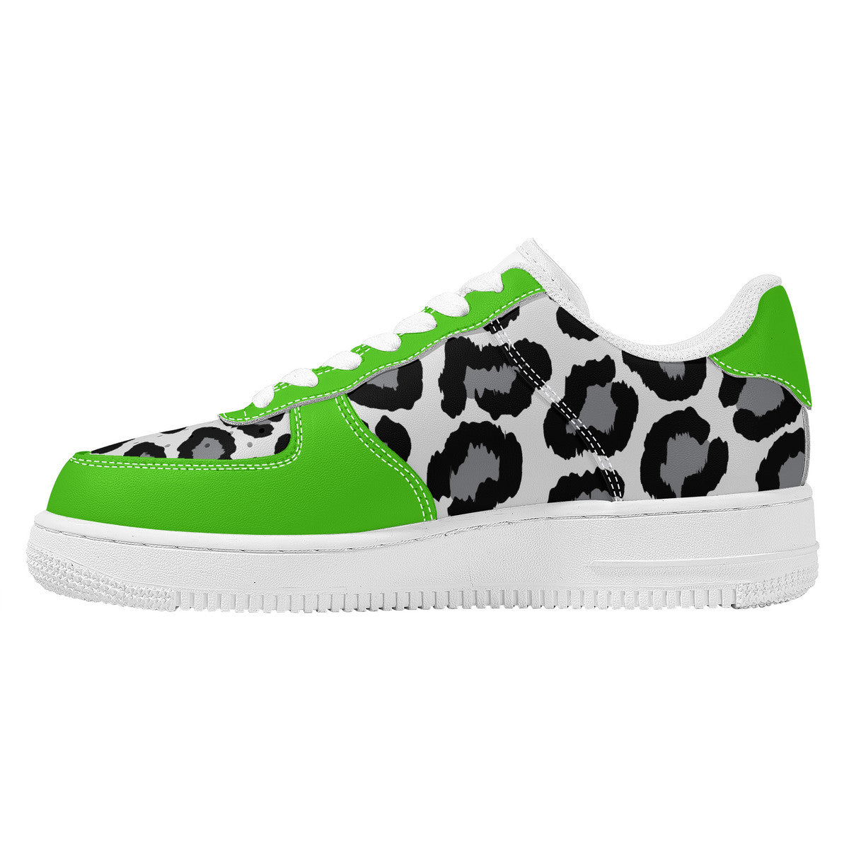 Low Top Unisex Sneakers Green with Leopard decoration