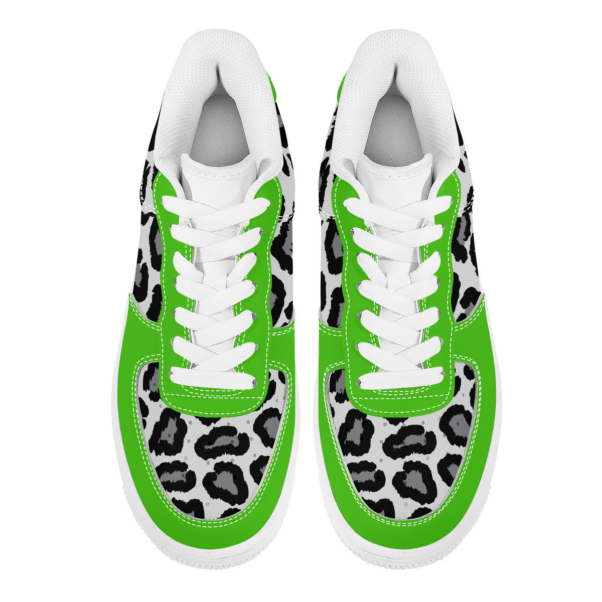 Low Top Unisex Sneakers Green with Leopard decoration