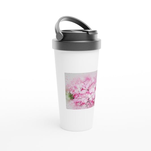 White 15oz Stainless Steel Travel Mug Hydrangea, Mother's Day Home-clothes-jewelry