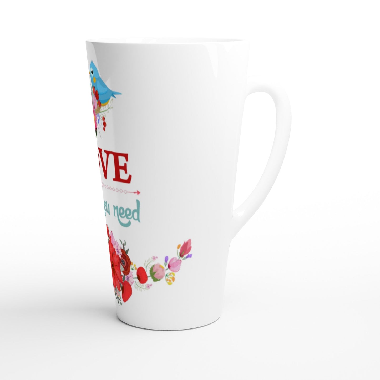 White Latte Ceramic Mug, Love is all you need, Valentine's day,gift.wedding,birthday, love Home-clothes-jewelry