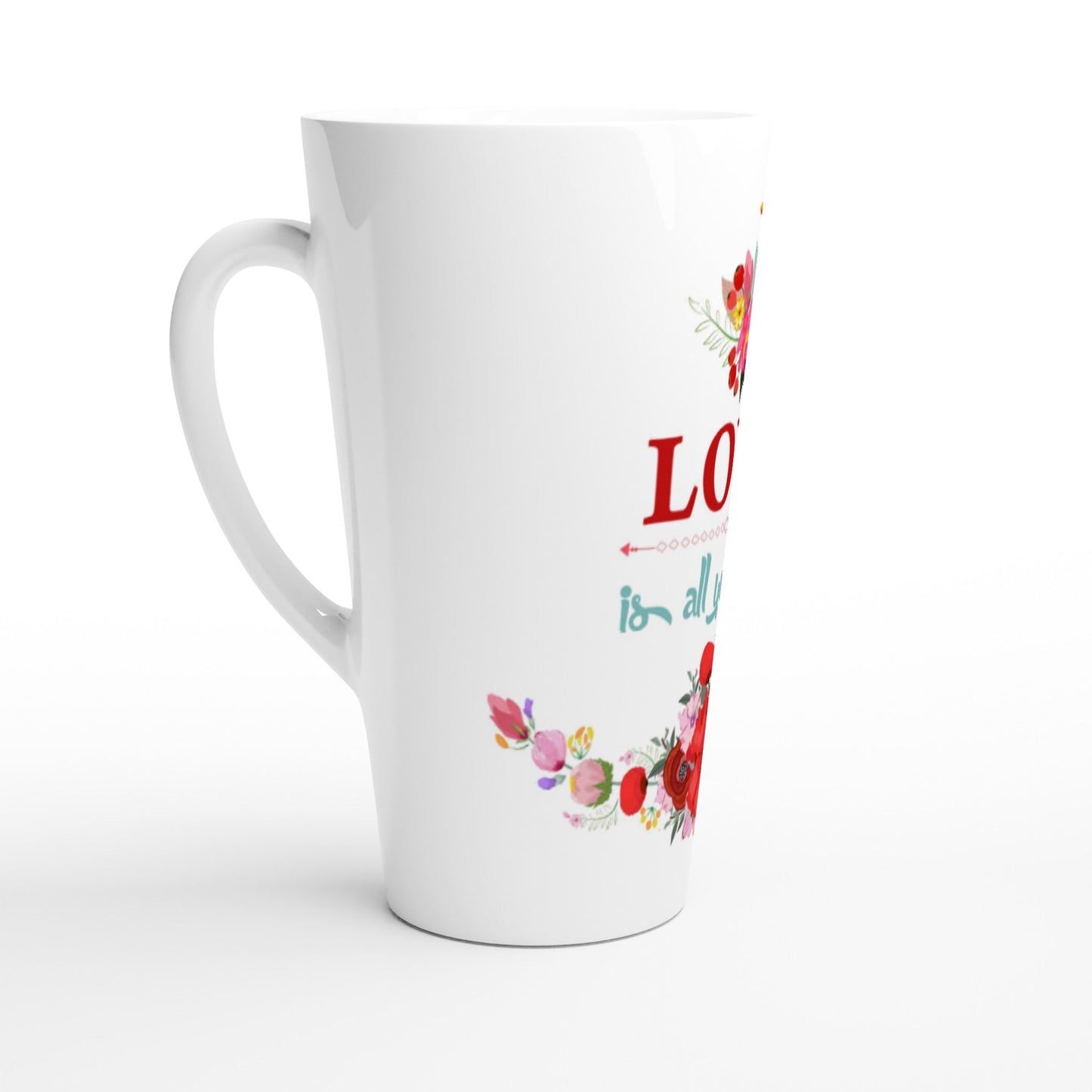 White Latte Ceramic Mug, Love is all you need, Valentine's day,gift.wedding,birthday, love Home-clothes-jewelry