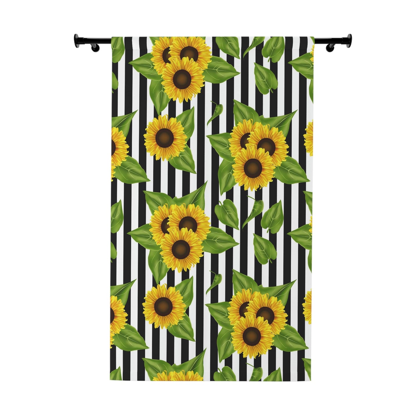 Window Curtains (1 Piece) Sunflowers on black and white Home-clothes-jewelry