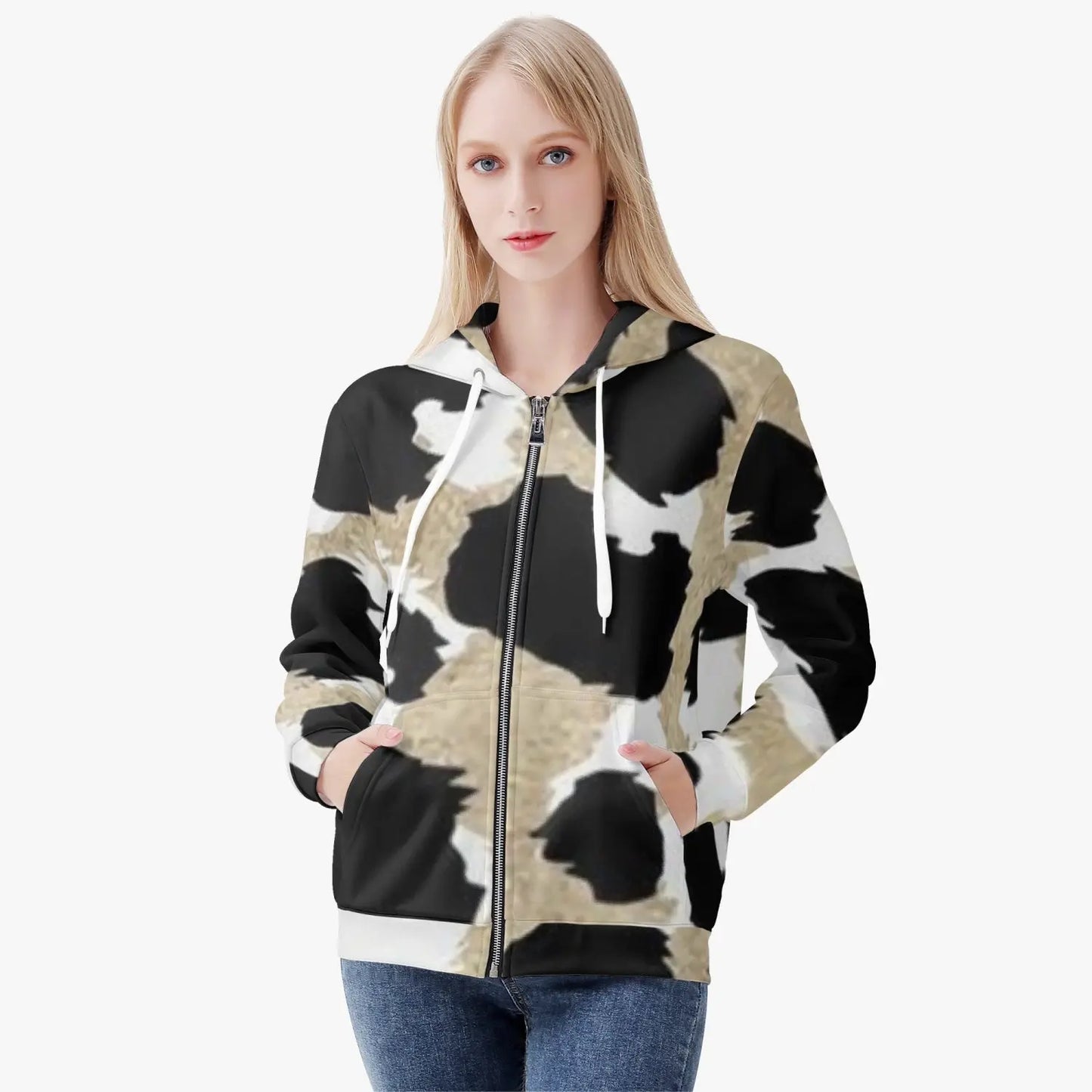 Women's AOP Full Zip Up Hoodie Leopard Home-clothes-jewelry