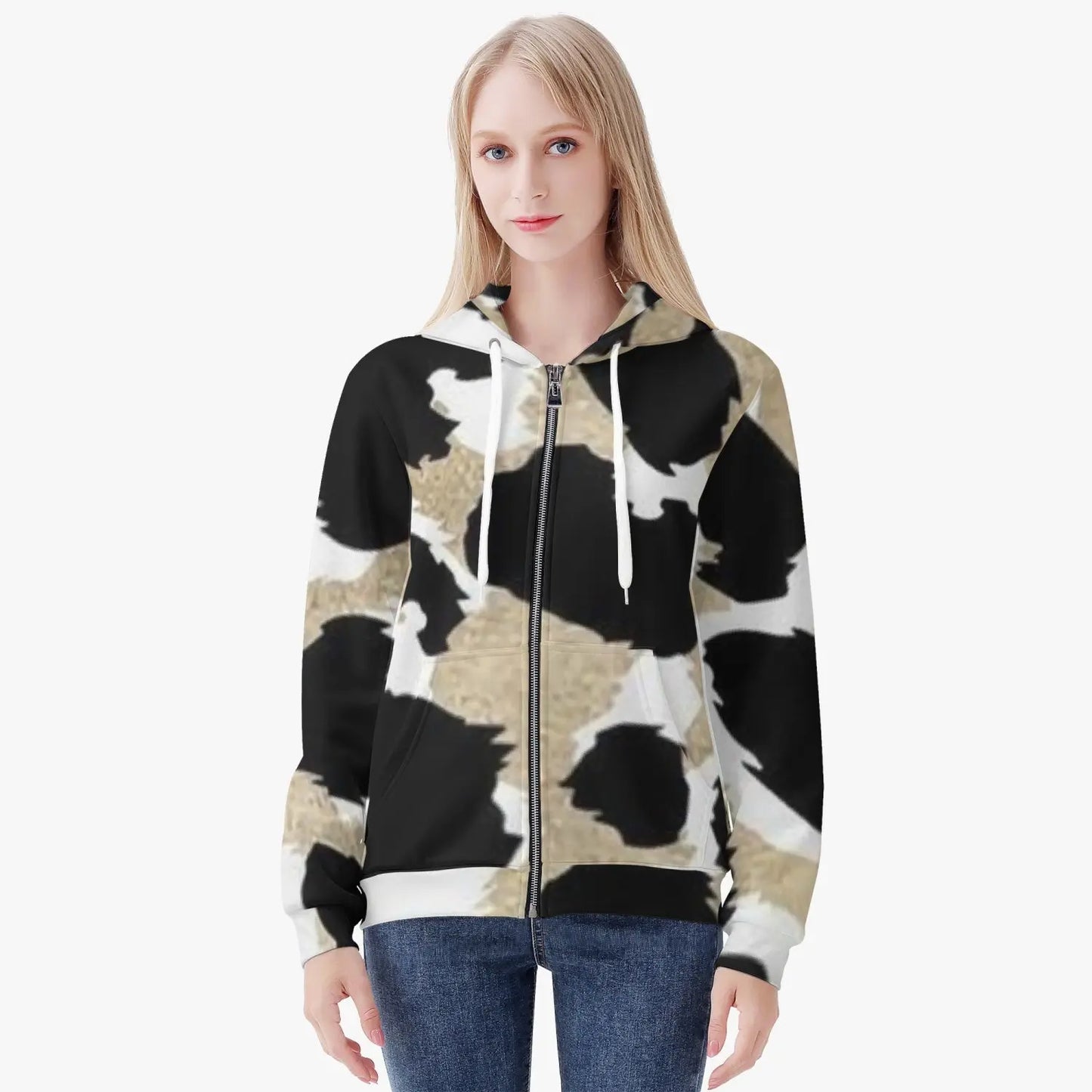 Women's AOP Full Zip Up Hoodie Leopard Home-clothes-jewelry