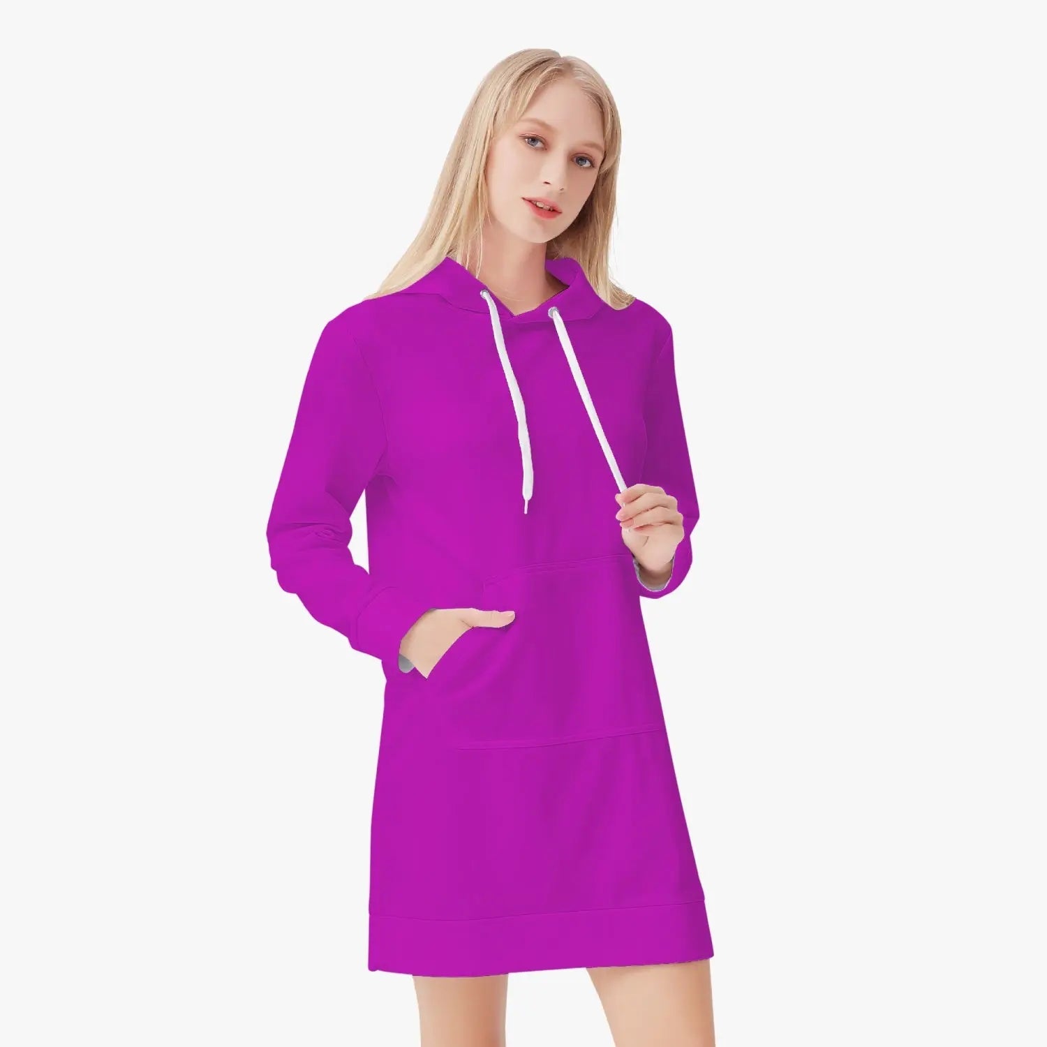 Women's AOP Hoodie Dress Pink Home-clothes-jewelry