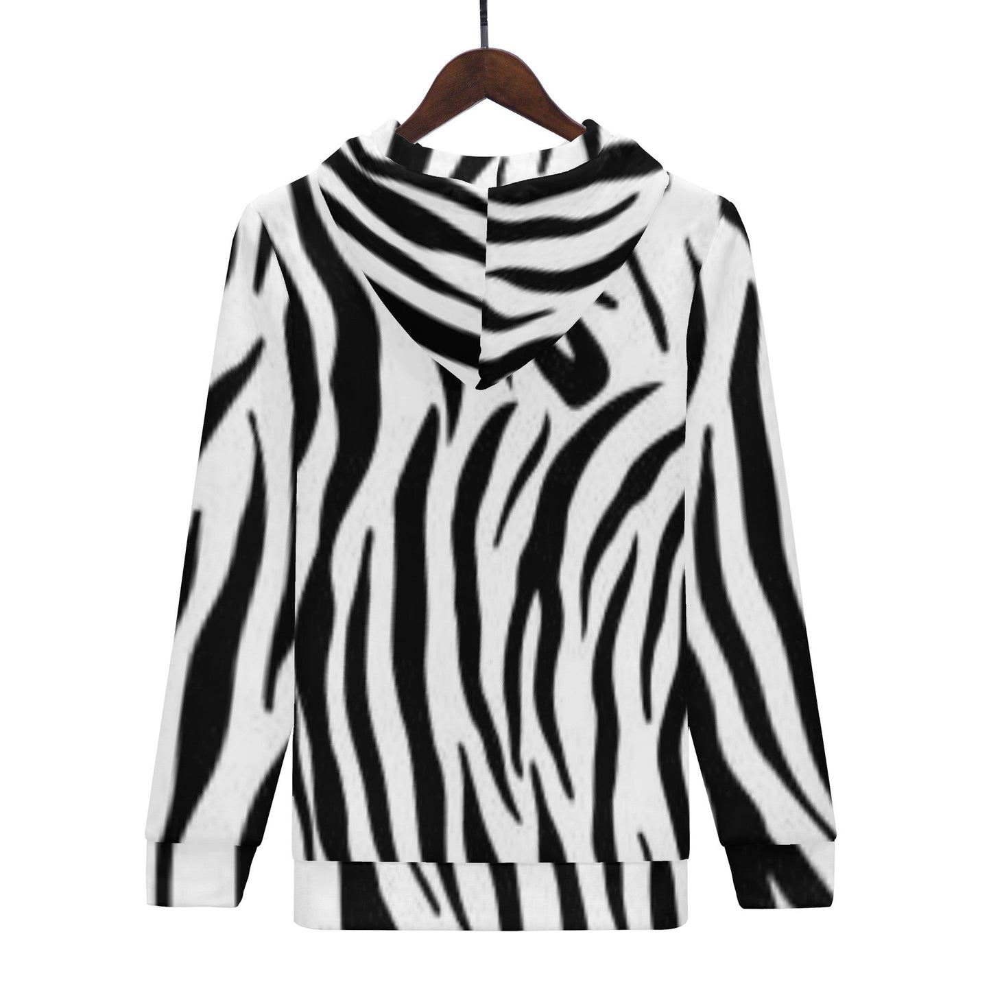 Women's All Over Print Zip Hoodie Tiger black and white Home-clothes-jewelry