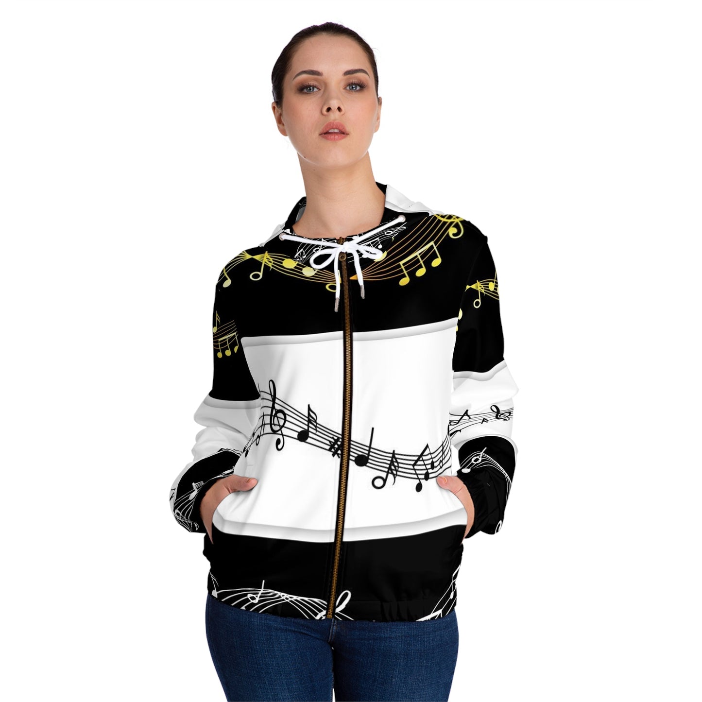 Women’s Full-Zip Hoodie (AOP) Music Home-clothes-jewelry