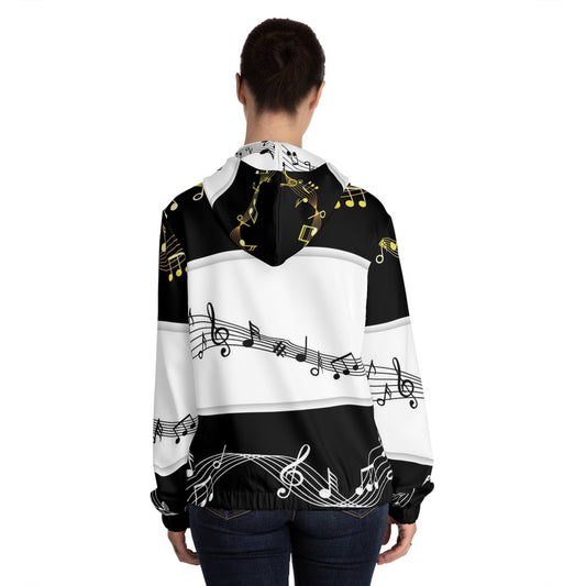 Women’s Full-Zip Hoodie (AOP) Music Home-clothes-jewelry